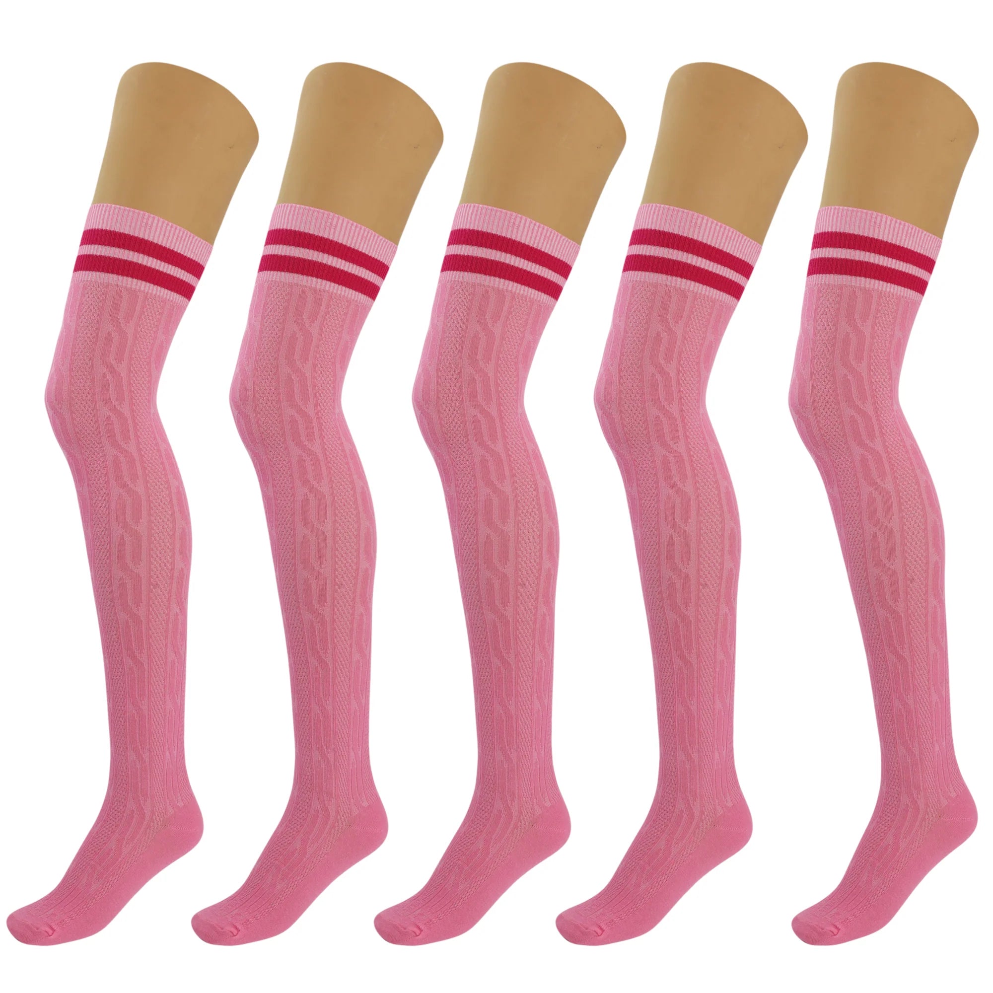 5 Pairs Over-The-Knee Thigh-High Cotton Socks for Women – Warm Boot Leg Warmers, Soft & Stretchy Knit Stockings