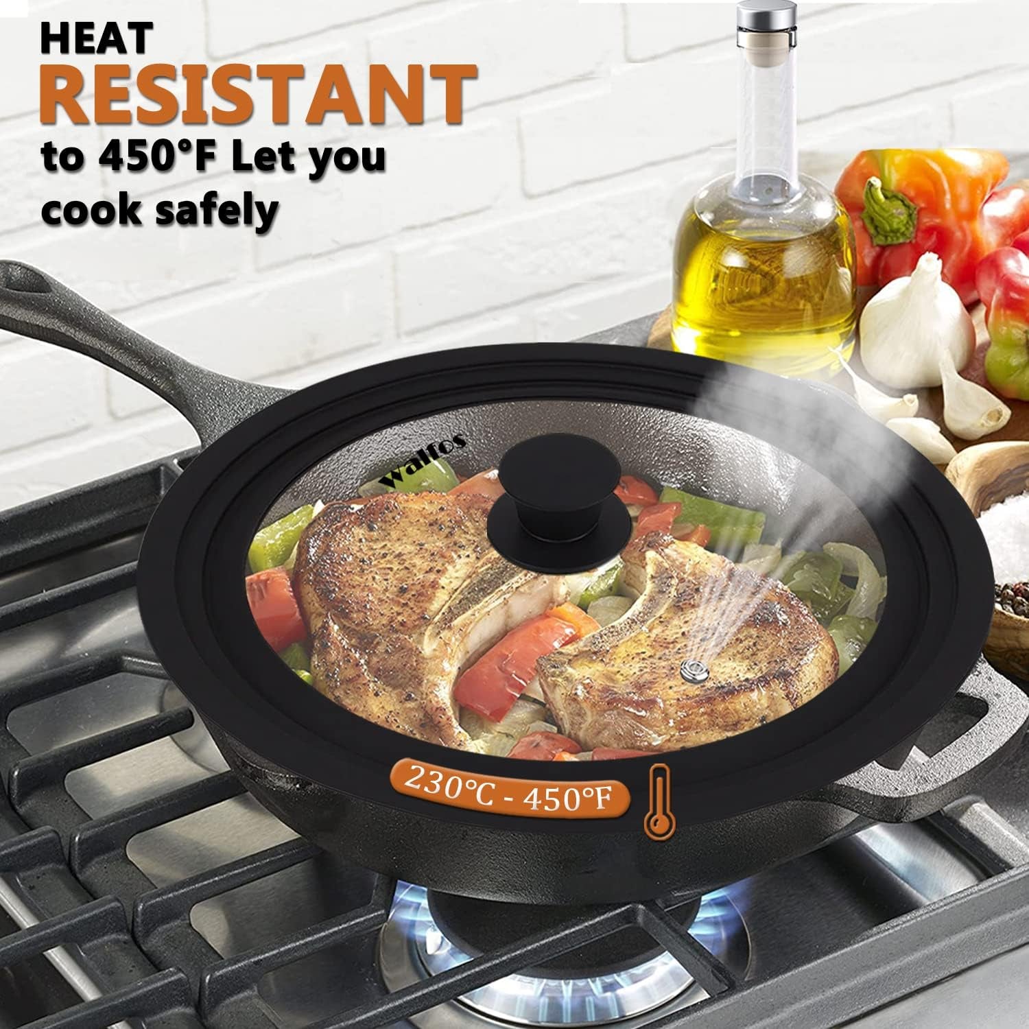 Universal Tempered Glass Lid with Heat-Resistant Silicone Rim for 6.5", 7", and 8" Cookware