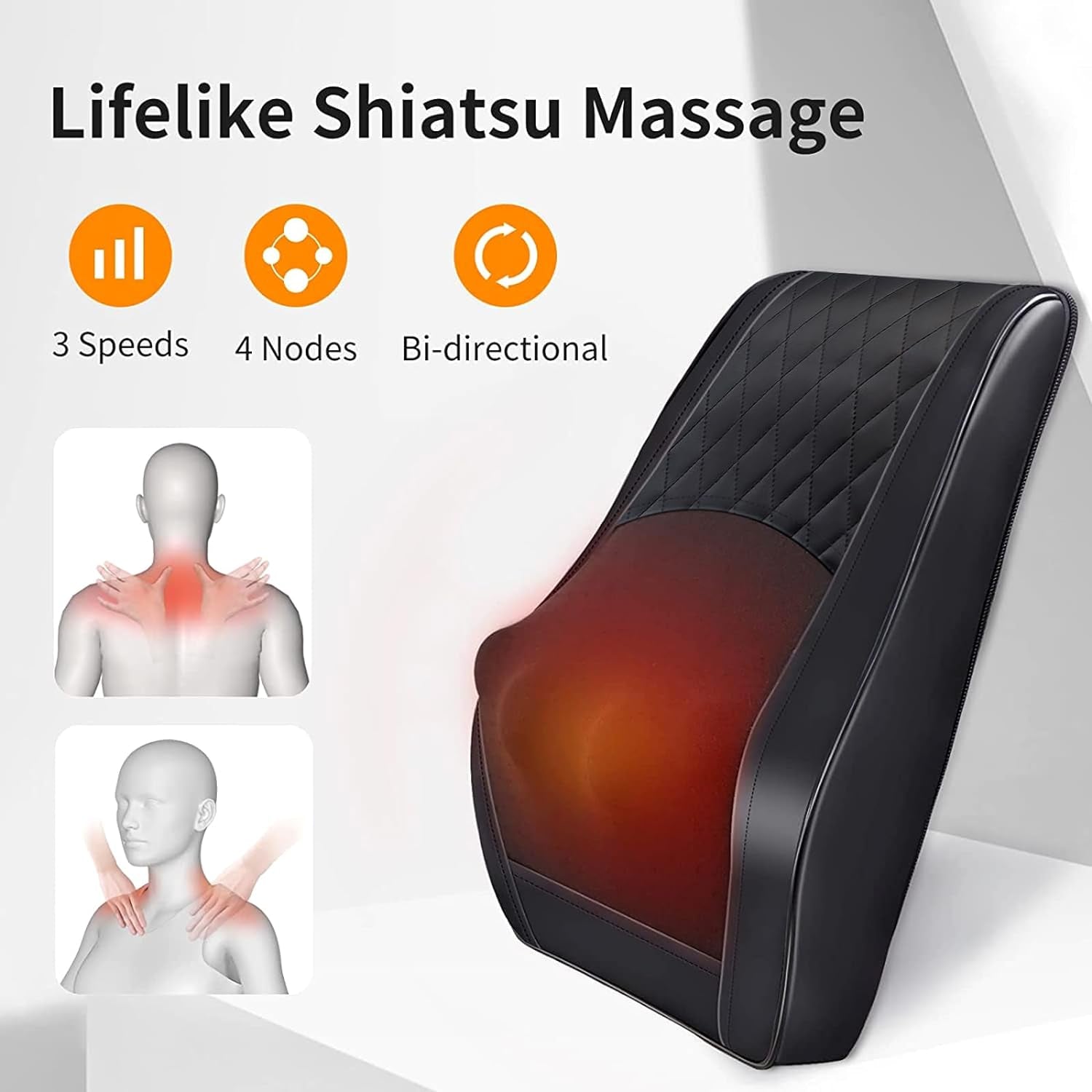 Neck Back Massager with Heat, Electric Massagers for Neck and Back, 3D Kneading Massage Pillow for Back, Neck, Shoulder, Leg Pain Relief, Gifts for Women Men Mom Dad