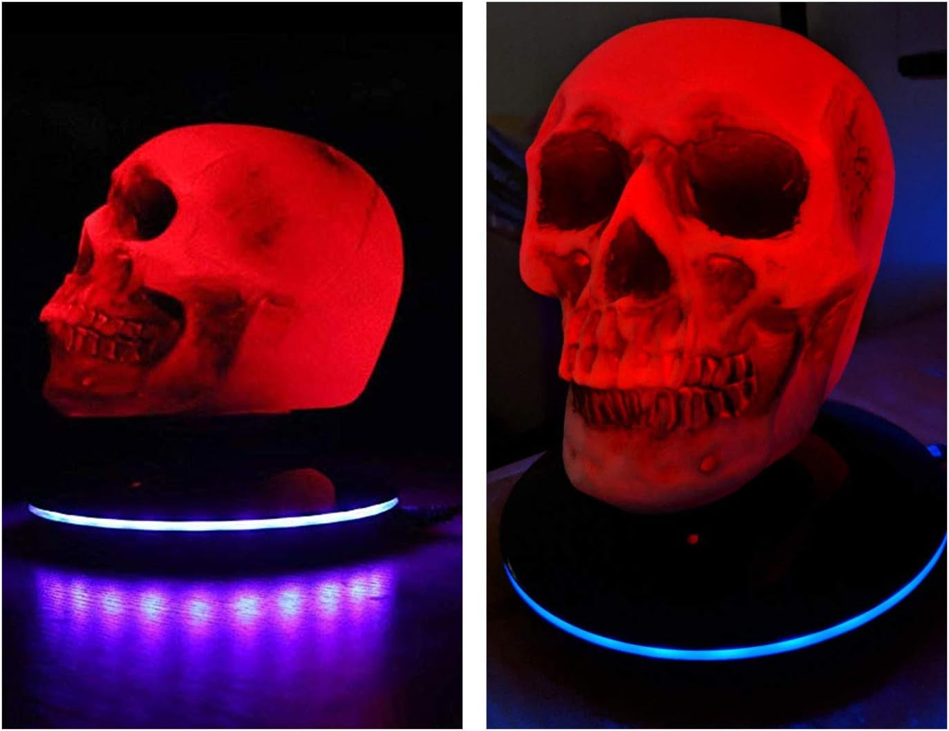 Magnetic Levitating Levitate 3D Skull LED Night Light with Touch Button Base,Floating and Rotating Globe Decoration Creative Crafts Statues for Home/Office/Festival/Halloween…