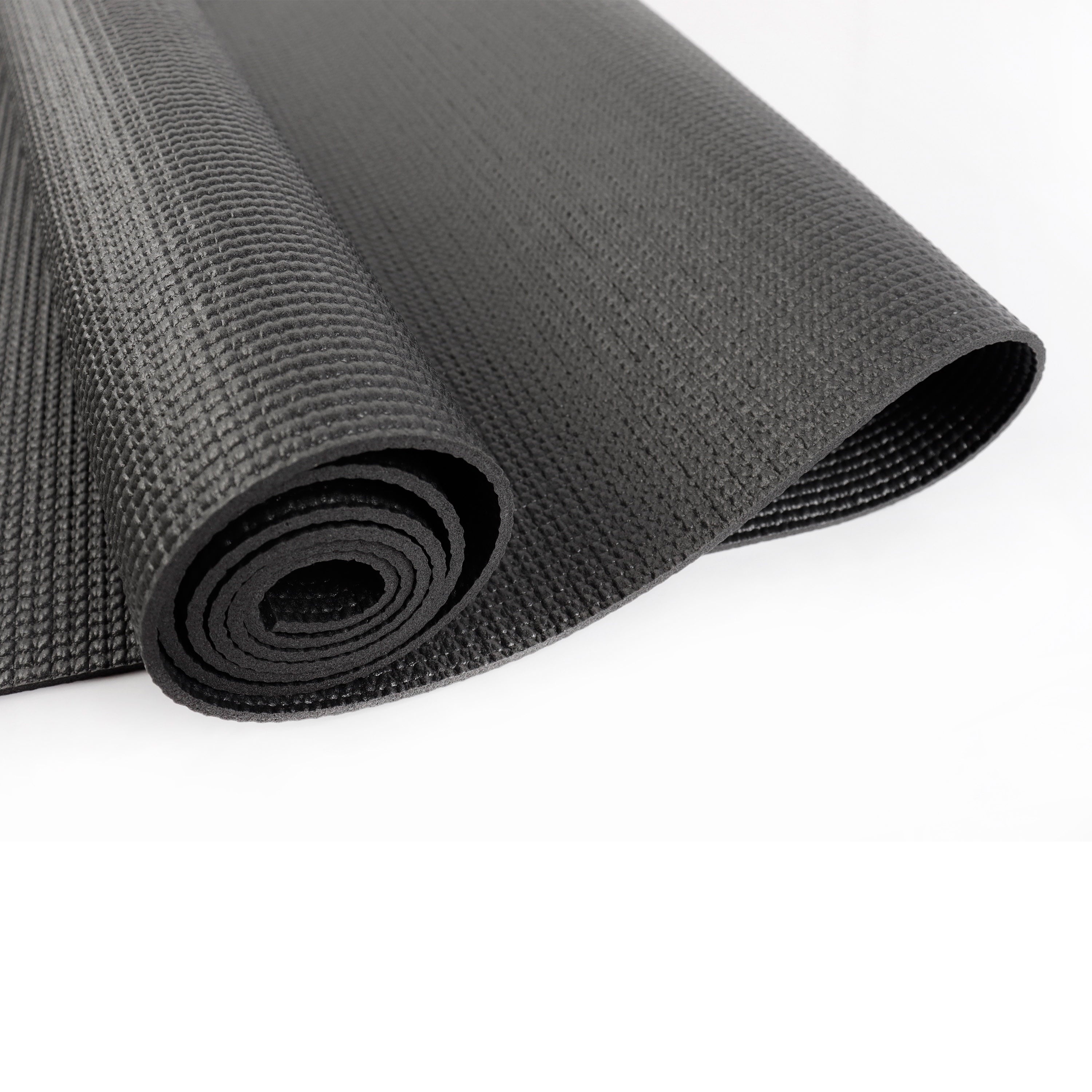 (2 Pack)  PVC Yoga Mat, 3Mm, Dark Gray, 68Inx24In, Nonslip, Cushioning for Support and Stability