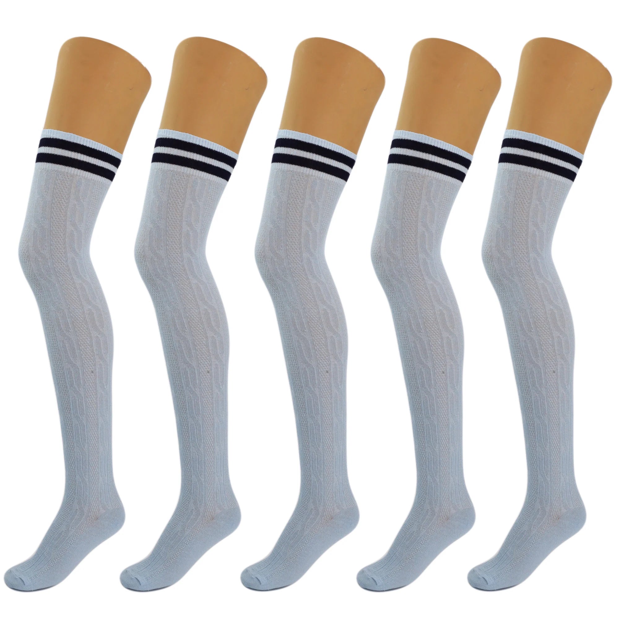5 Pairs Over-The-Knee Thigh-High Cotton Socks for Women – Warm Boot Leg Warmers, Soft & Stretchy Knit Stockings