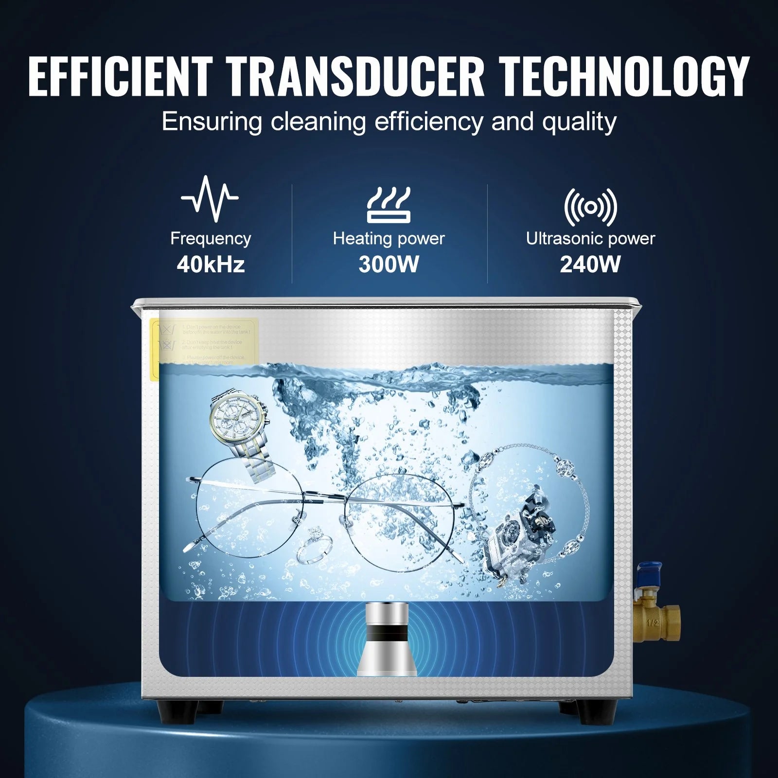 VEVOR Professional Ultrasonic Cleaner 10L/2.5 Gal, Easy to Use with Digital Timer & Heater, Stainless Steel Industrial Machine for Jewelry Dentures Small Parts, 110V, Fcc/Ce/Rohs Certified