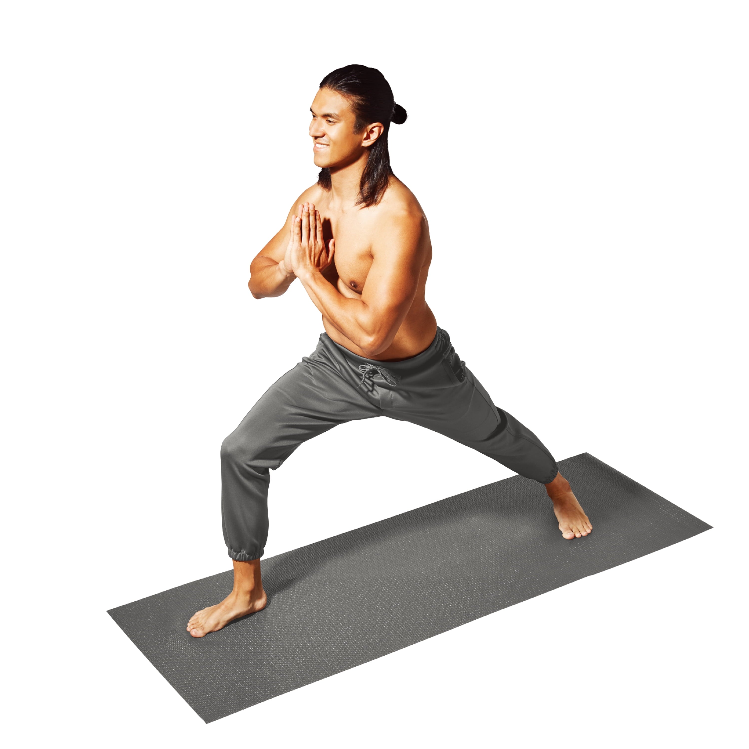 (2 Pack)  PVC Yoga Mat, 3Mm, Dark Gray, 68Inx24In, Nonslip, Cushioning for Support and Stability