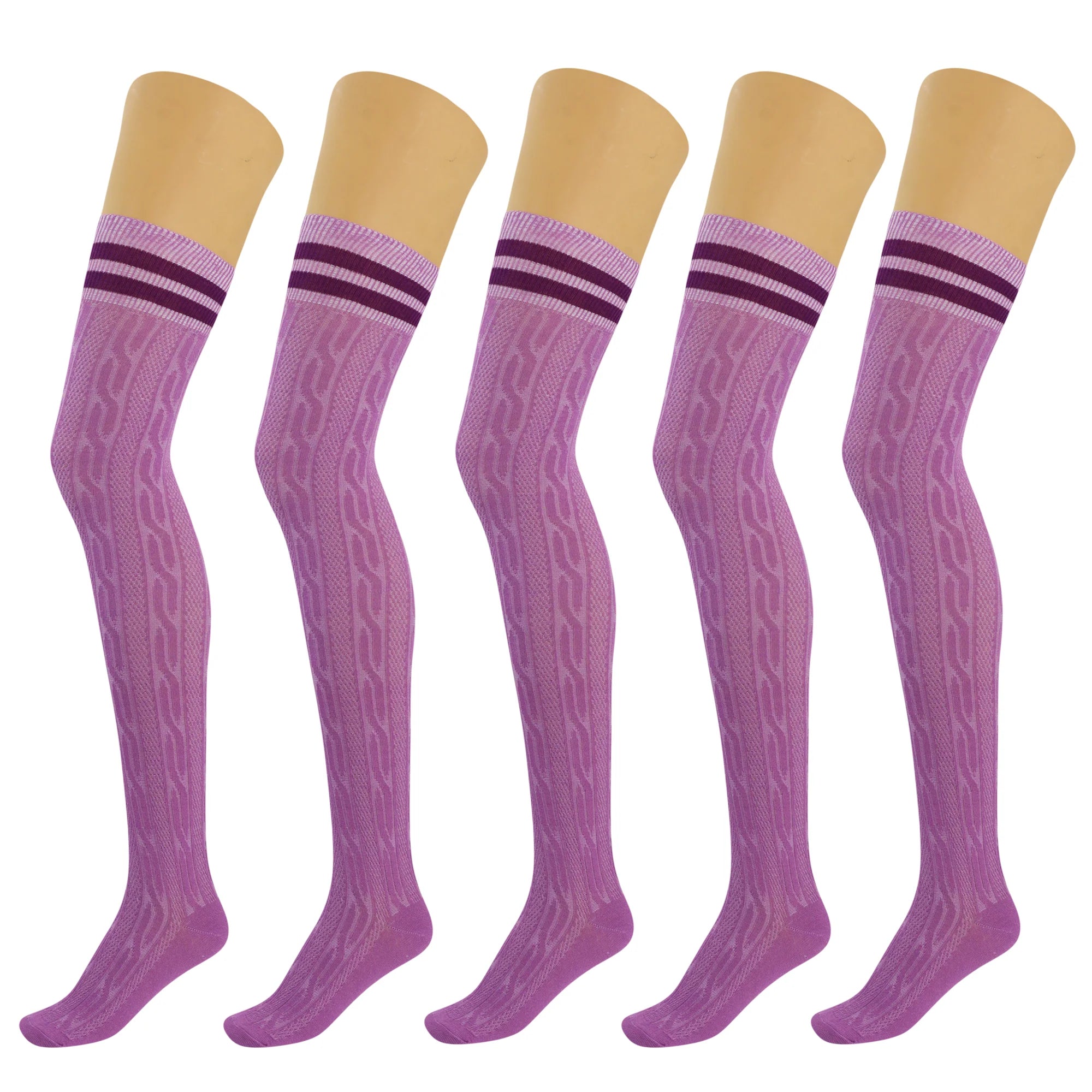5 Pairs Over-The-Knee Thigh-High Cotton Socks for Women – Warm Boot Leg Warmers, Soft & Stretchy Knit Stockings
