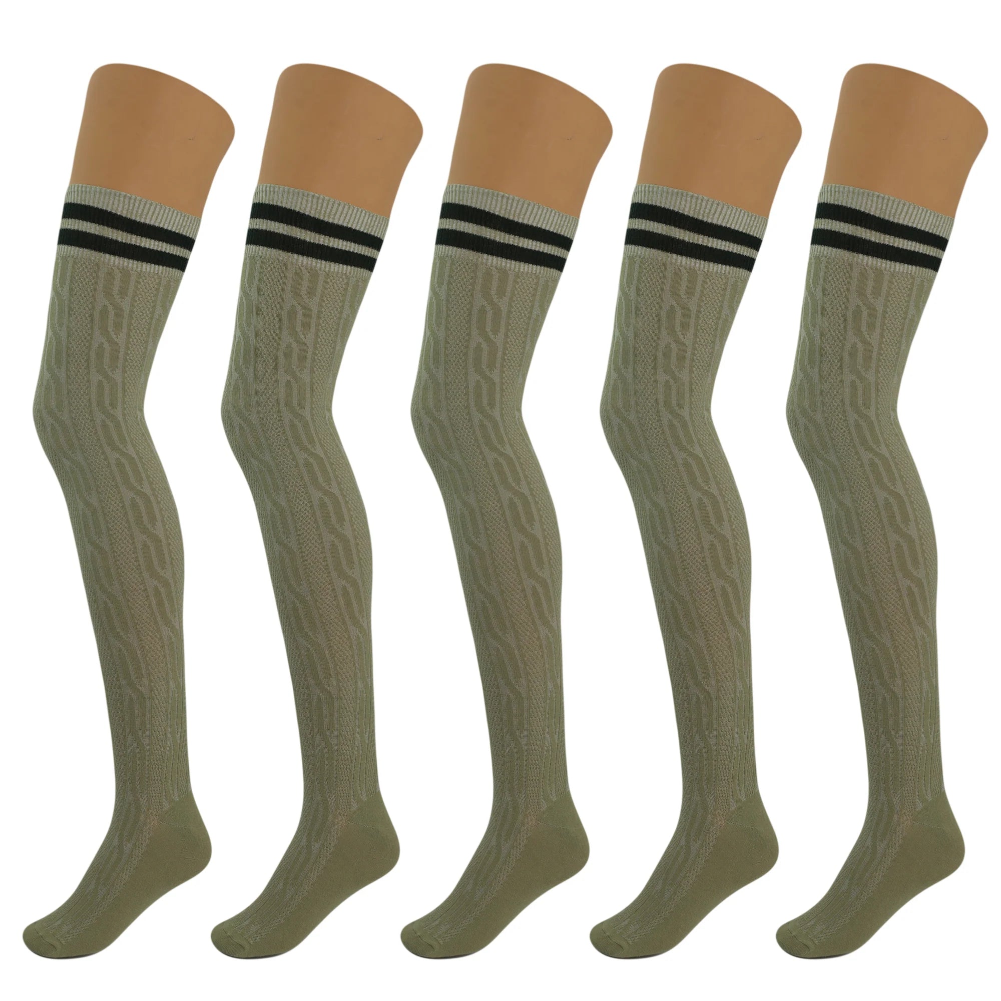 5 Pairs Over-The-Knee Thigh-High Cotton Socks for Women – Warm Boot Leg Warmers, Soft & Stretchy Knit Stockings