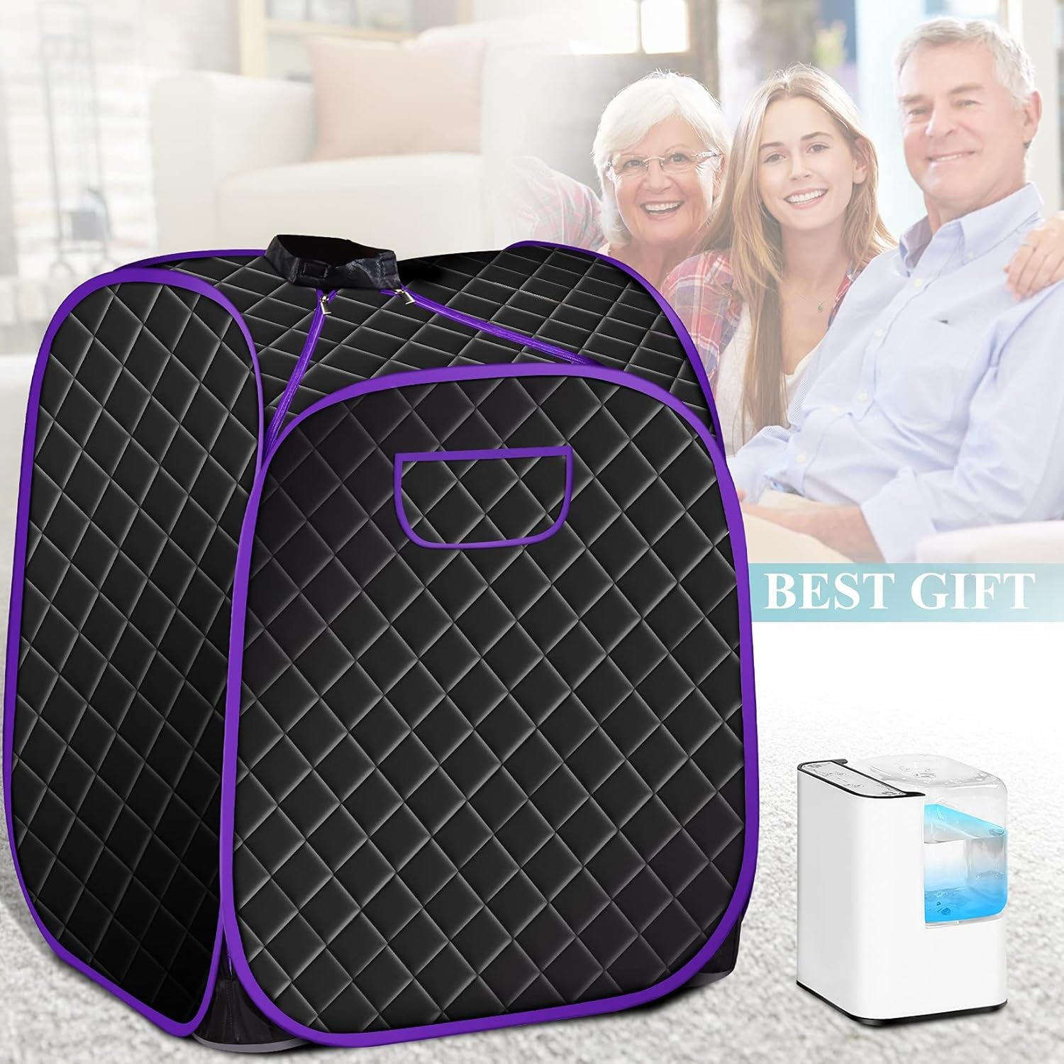 Steam Sauna Spa Portable Foldable Personal Indoor Sauna Tent Pot for Therapeutic Reduce Stress Fatigue with Remote Chair Indoor Home