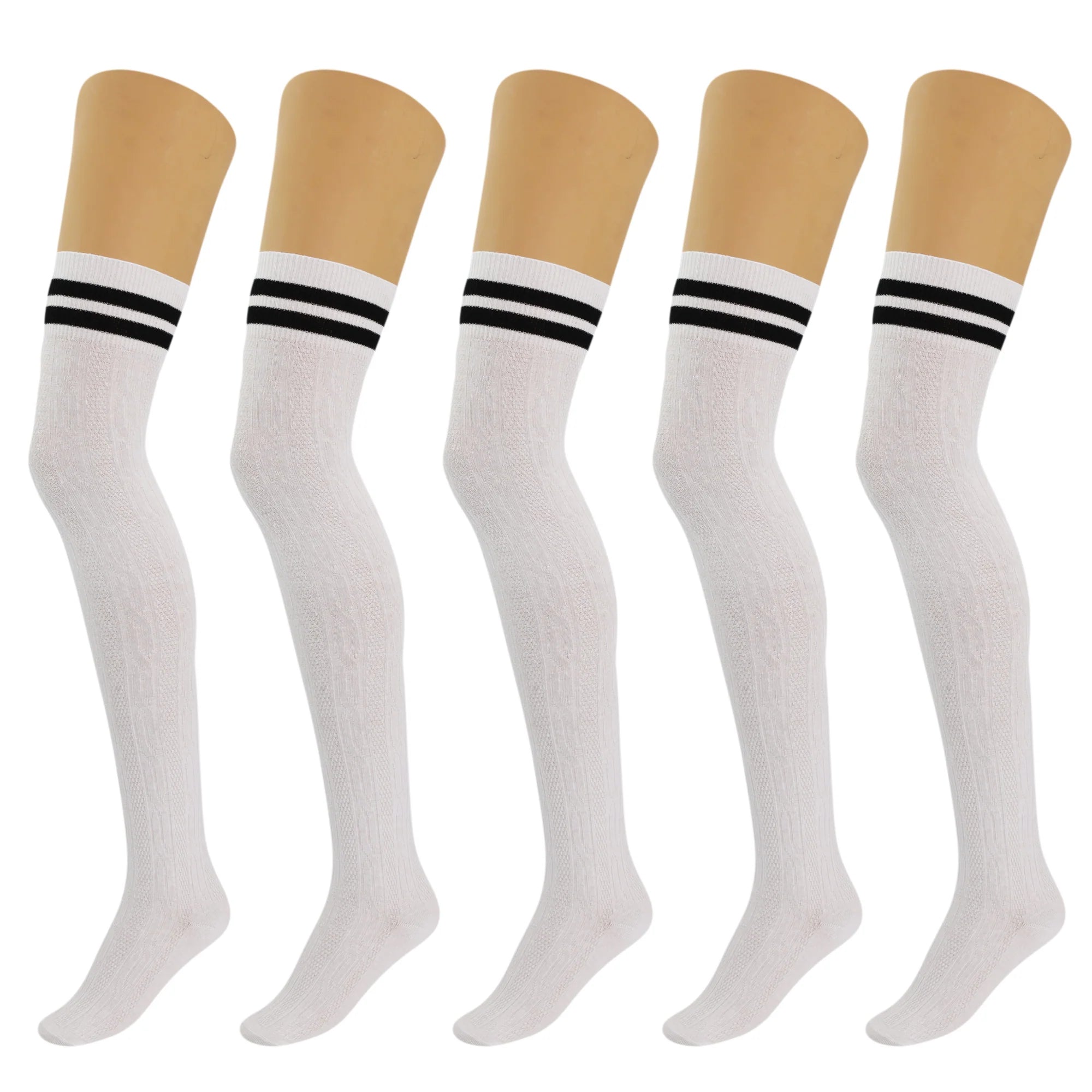 5 Pairs Over-The-Knee Thigh-High Cotton Socks for Women – Warm Boot Leg Warmers, Soft & Stretchy Knit Stockings