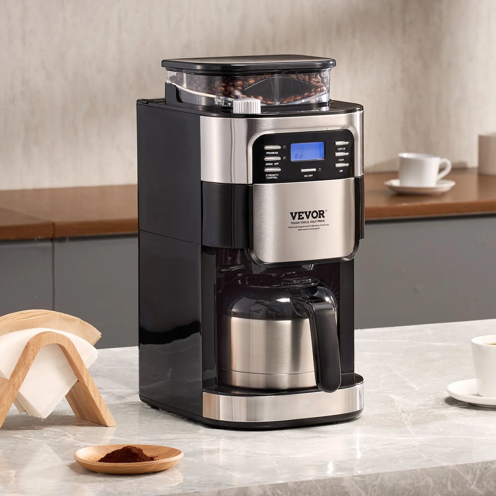 VEVOR 8-Cup Drip Coffee Maker with 24-Hour Programmable Timer