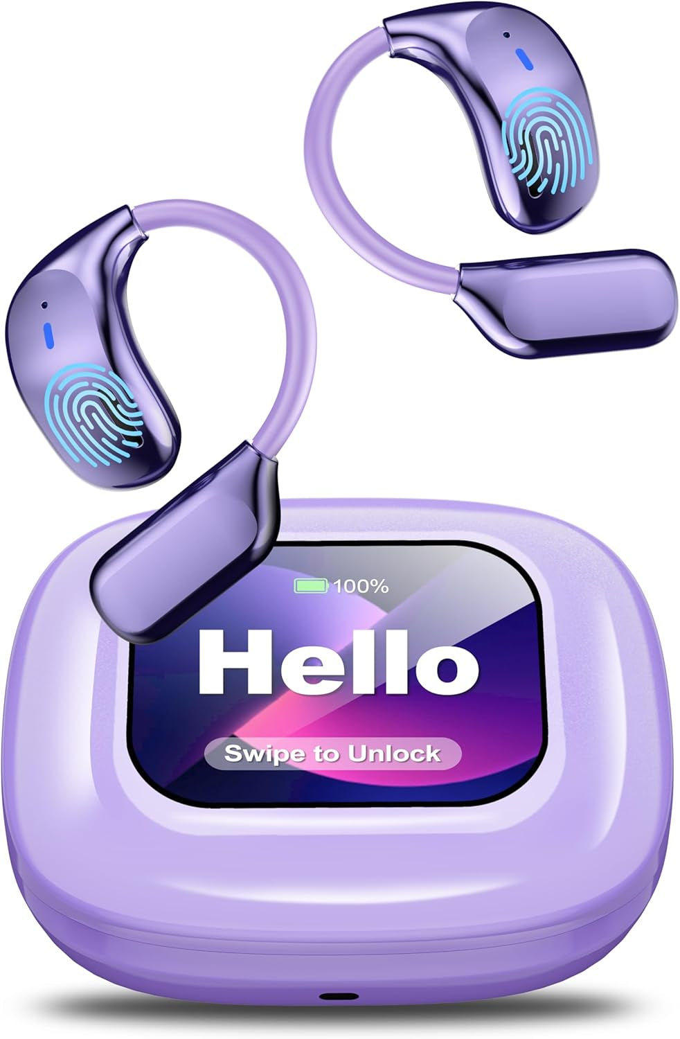 AI Language Translation Earbuds, LCD Touch Screen OWS Real-Time Translator for 144 Languages & Accents Headphones Translator Ideal for Travel Business Learning Translation Device Earphones(Black)