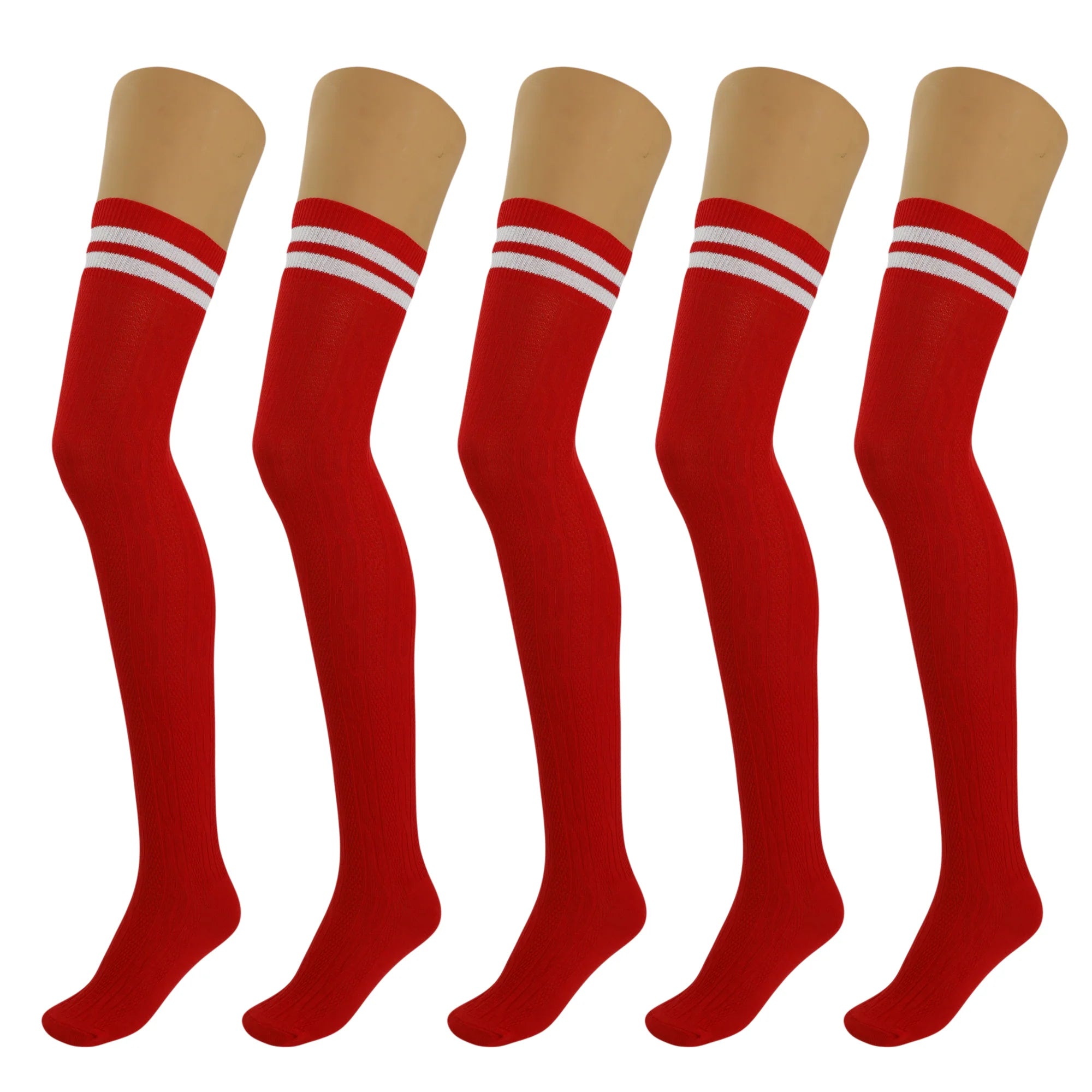 5 Pairs Over-The-Knee Thigh-High Cotton Socks for Women – Warm Boot Leg Warmers, Soft & Stretchy Knit Stockings