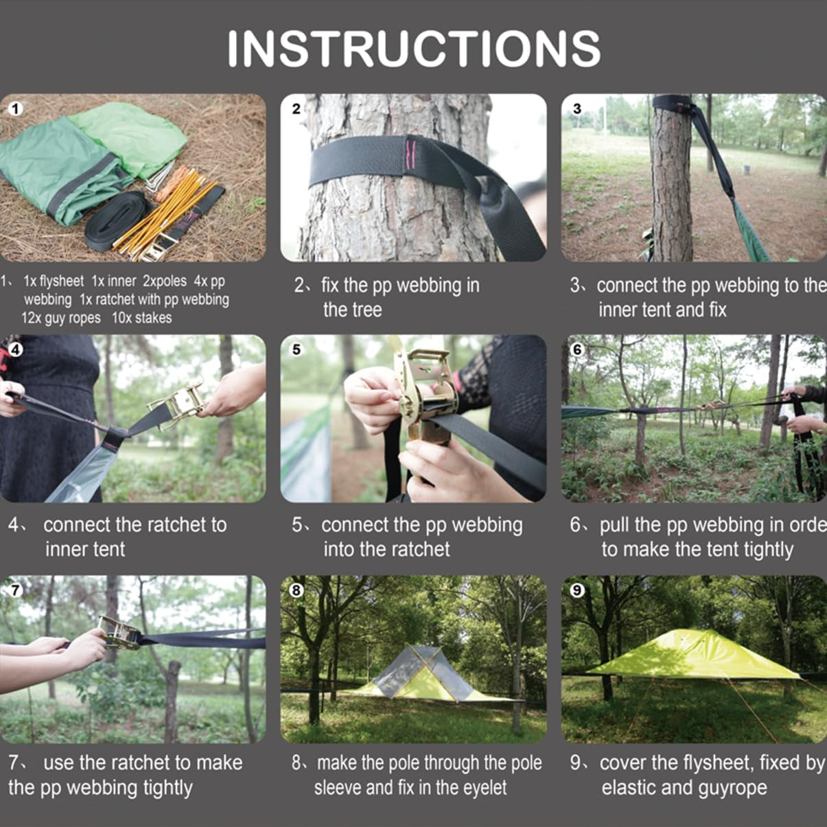 Camping Hammock,Large Hammocks-Portable Camping Hommock for Family Tree Tent,For Outside, Hiking, and Travel (Green)