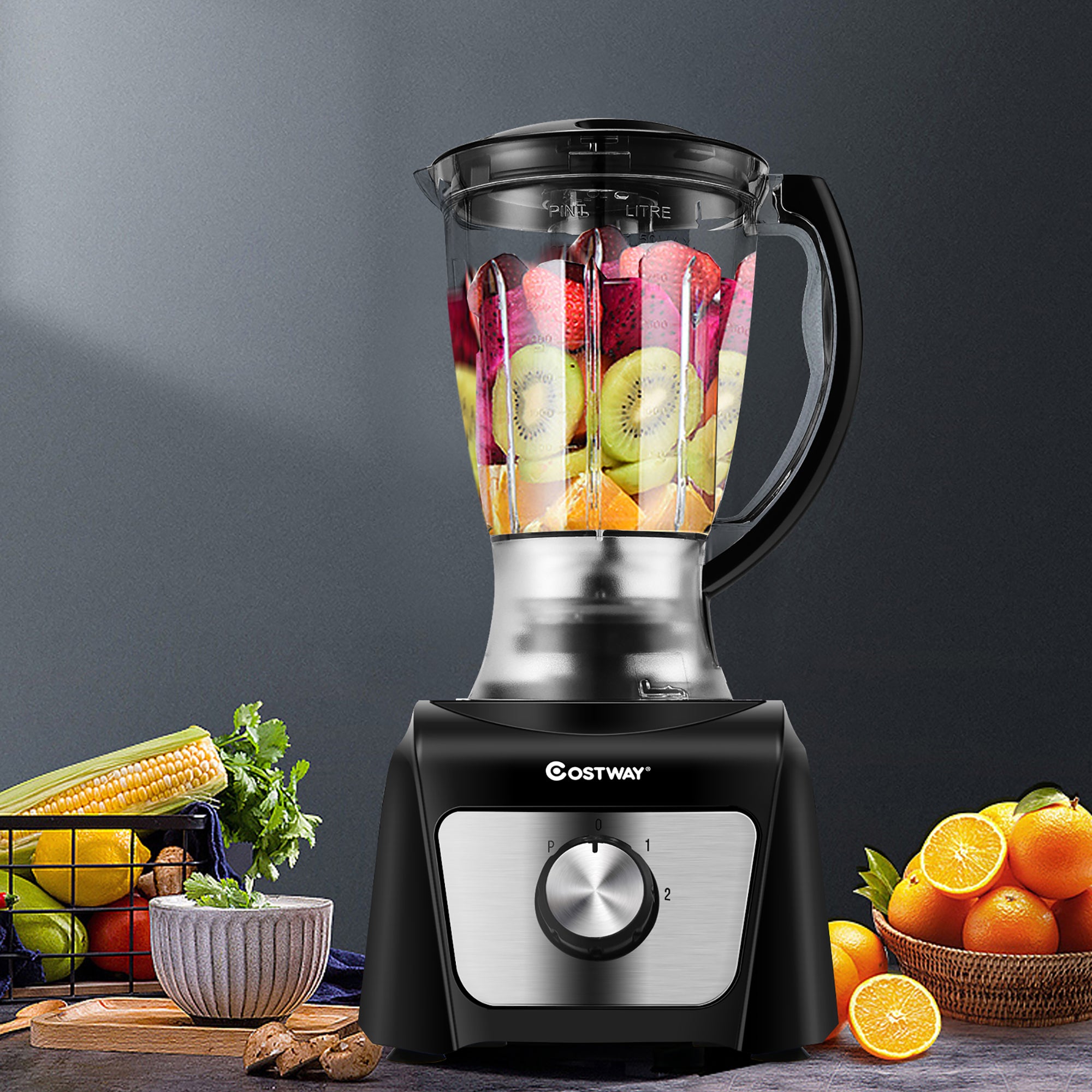 8-Cup Food Processor with 500W Variable Speed Blender and 3 Blades
