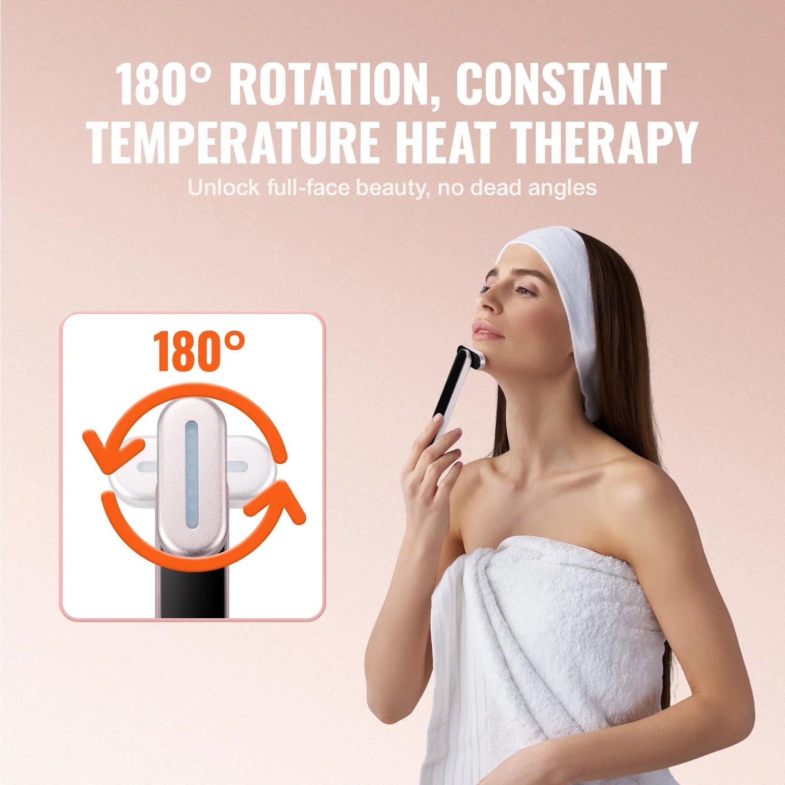 VEVOR Red Light Therapy Wand for Face and Neck, 3-In-1 LED Facial Wand Red Light Therapy Device with Heating Therapy| Vibrating Facial Massage, Portable LED Beauty Wand