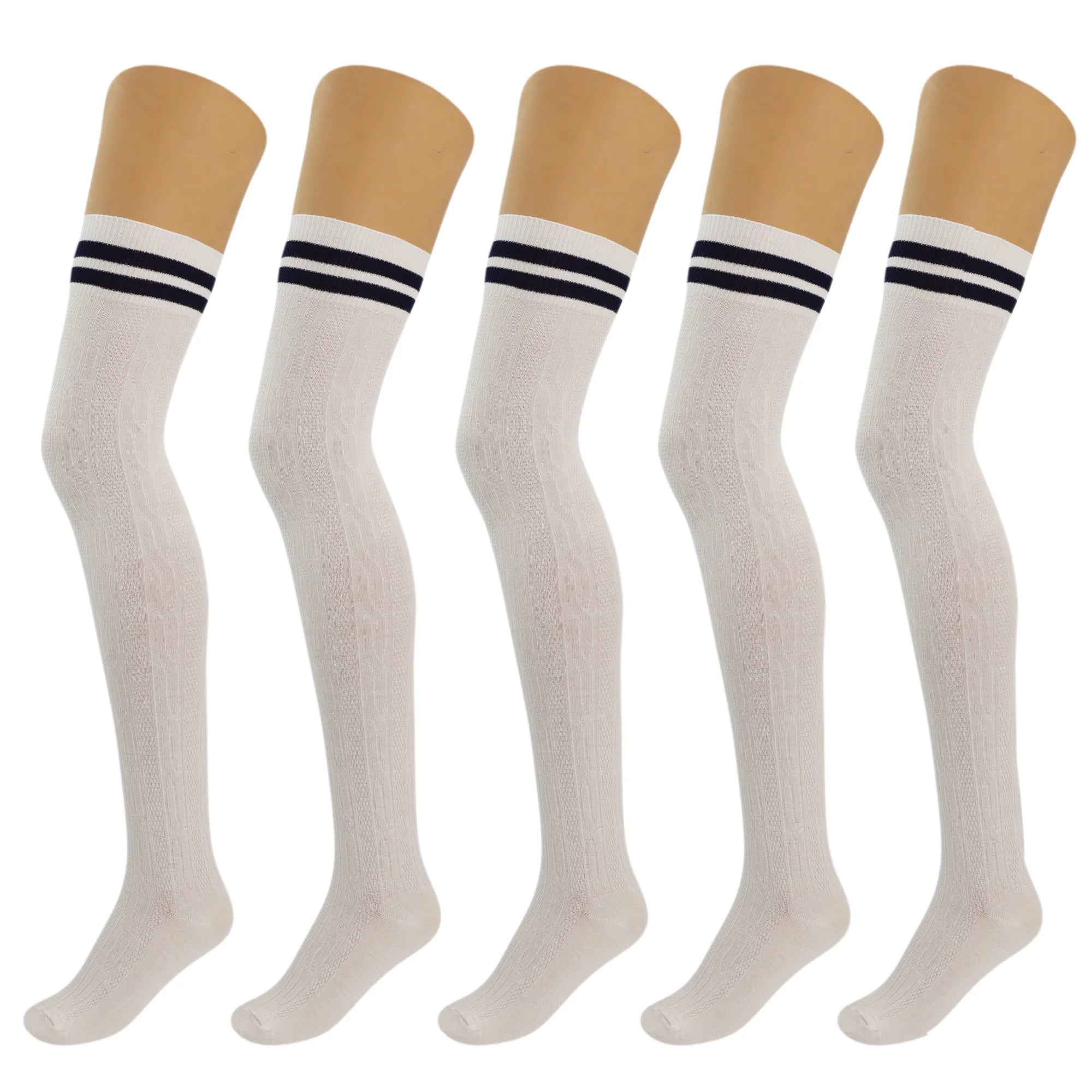5 Pairs Over-The-Knee Thigh-High Cotton Socks for Women – Warm Boot Leg Warmers, Soft & Stretchy Knit Stockings