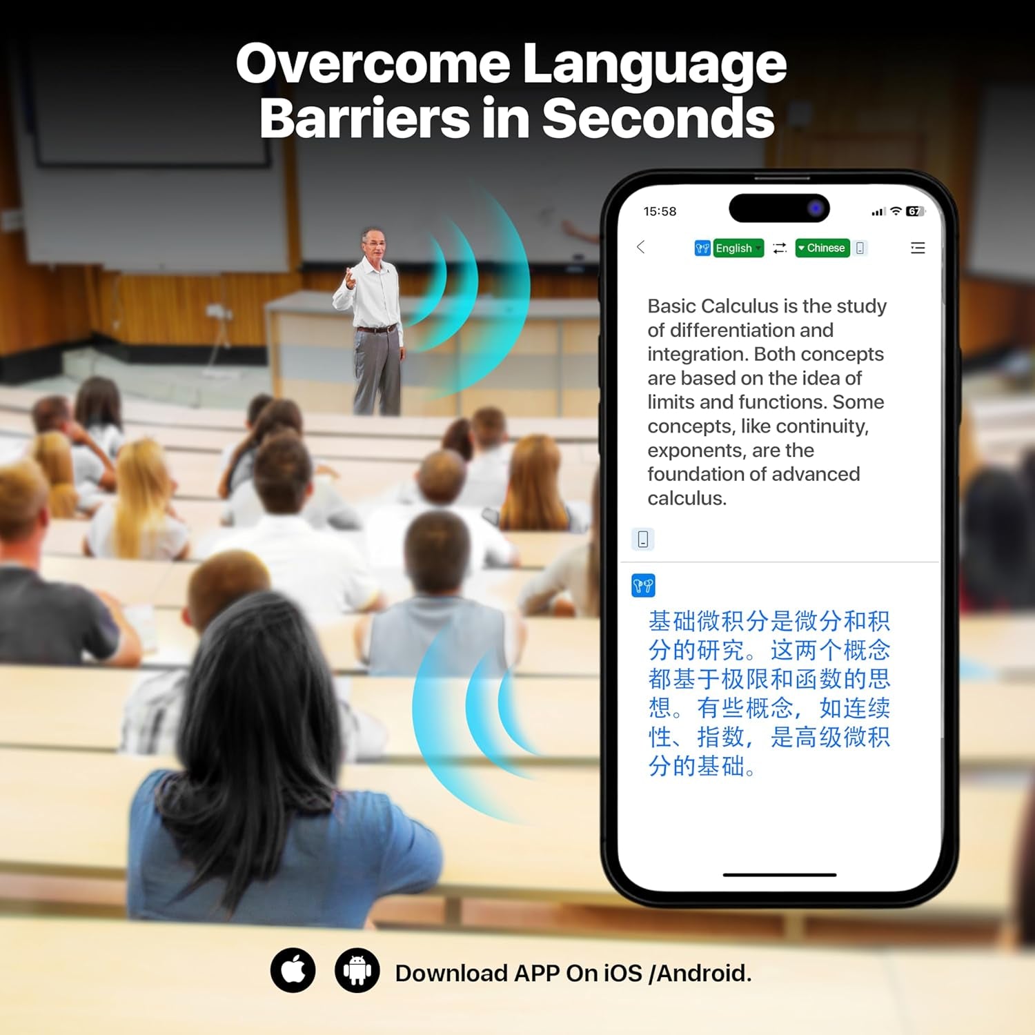 AI Language Translation Earbuds, LCD Touch Screen OWS Real-Time Translator for 144 Languages & Accents Headphones Translator Ideal for Travel Business Learning Translation Device Earphones(Black)