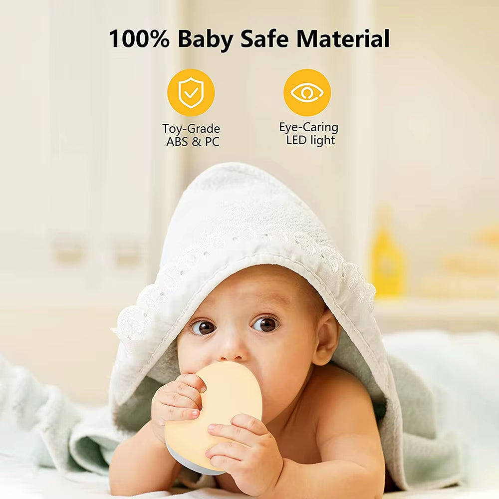 LED Egg Shape Night Light RGB Pat Light USB Rechargeable Baby Feeding Sleeping Eye Protection Lamp Baby Care Lights for Kid Gift