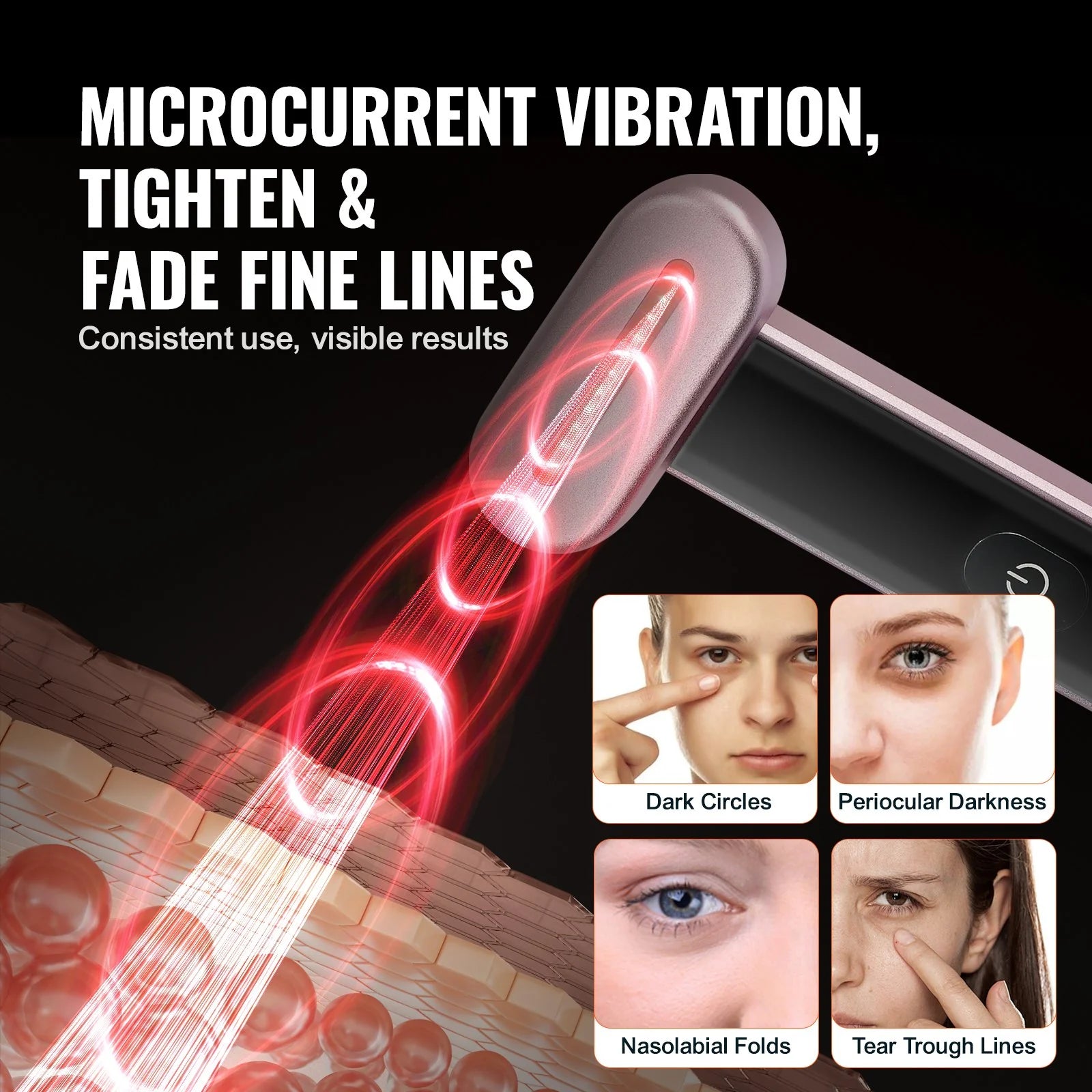 VEVOR Red Light Therapy Wand for Face and Neck, 3-In-1 LED Facial Wand Red Light Therapy Device with Heating Therapy| Vibrating Facial Massage, Portable LED Beauty Wand