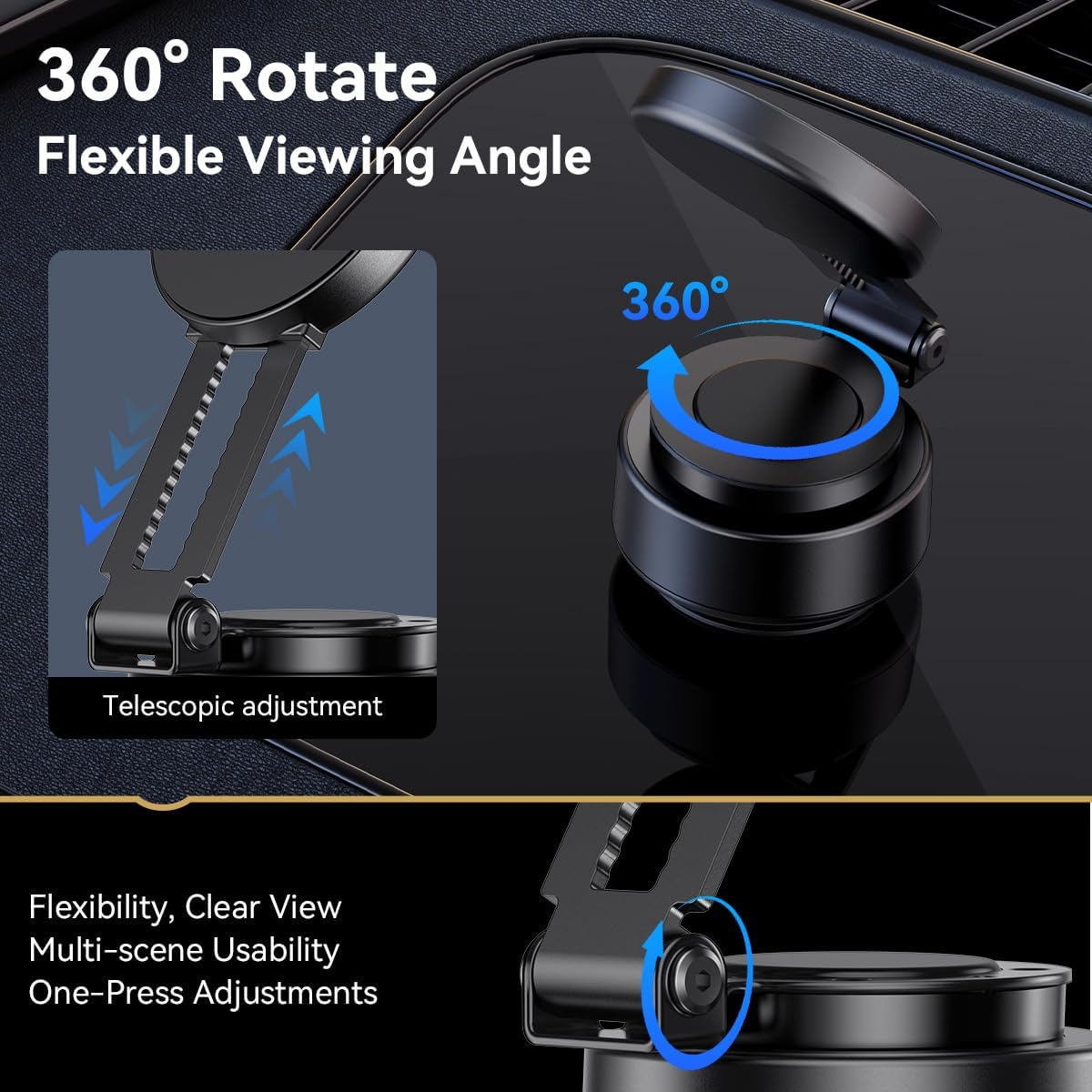 360°Rotating Electric Vacuum Magnetic Suction Phone Holder, XO Foldable Car Phone Mount,Strong Magnetic Car Phone Holder for Iphone16/15/14/13/12 Series,For Any Smooth Surfaces (Not Charging Phone)