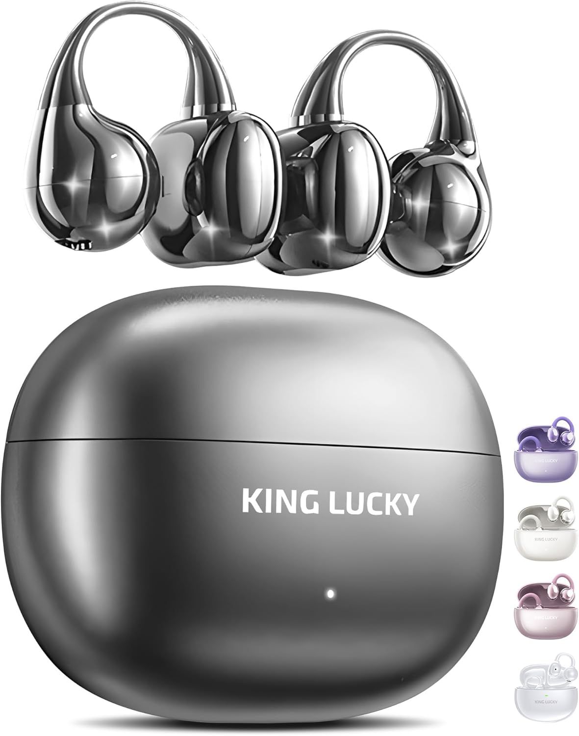 Clip on Earbuds Open Ear Wireless Bluetooth 5.4 Headphones with Mic,50H Play,Noise Cancelling,Waterproof,Sports Ear Buds,Comfortable for Small Ears & Glasses Wearers,Workouts (Purple)