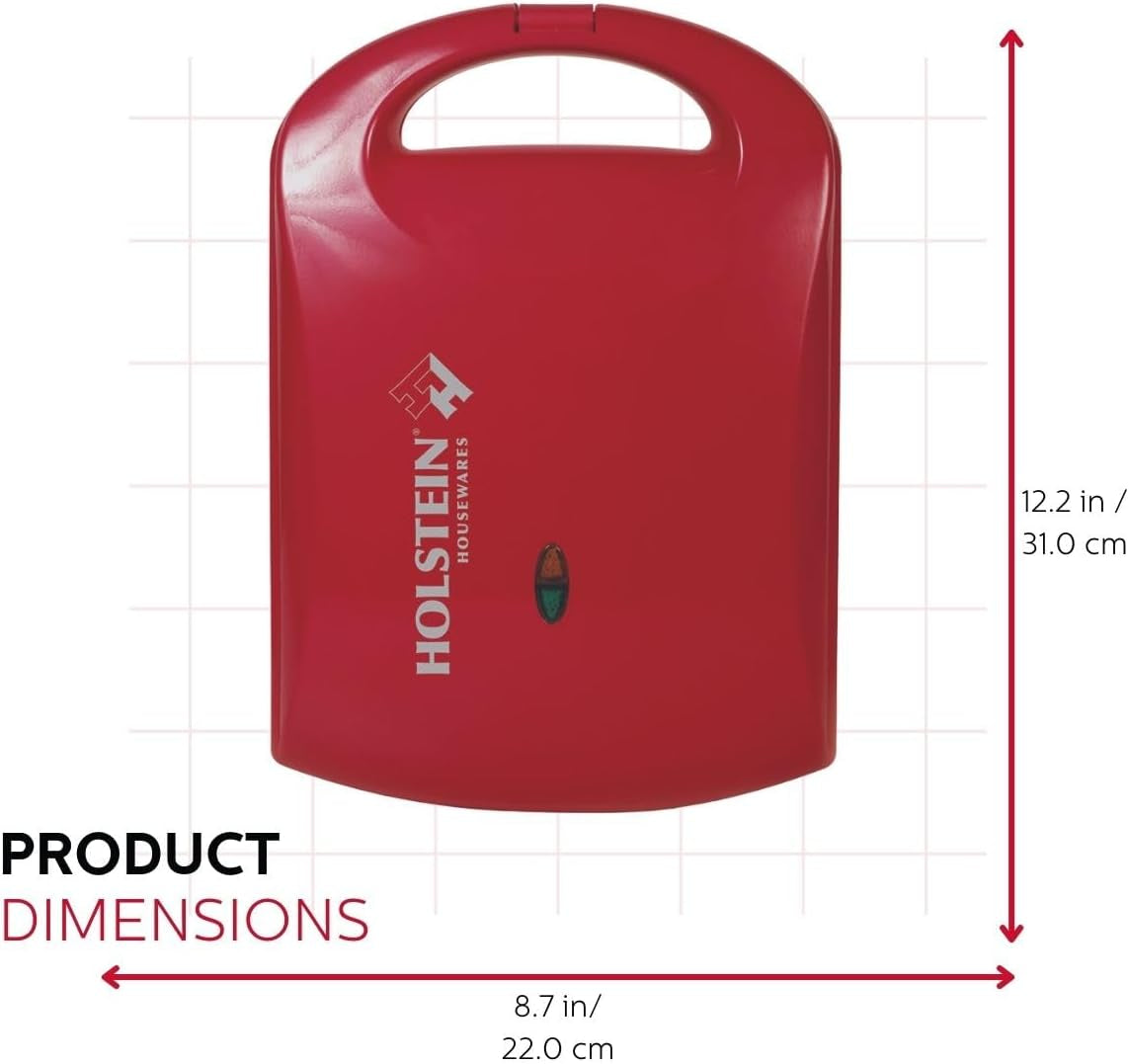 Non-Stick Heart-Shaped Waffle Maker in Red - Quickly Creates 4 Heart Waffles