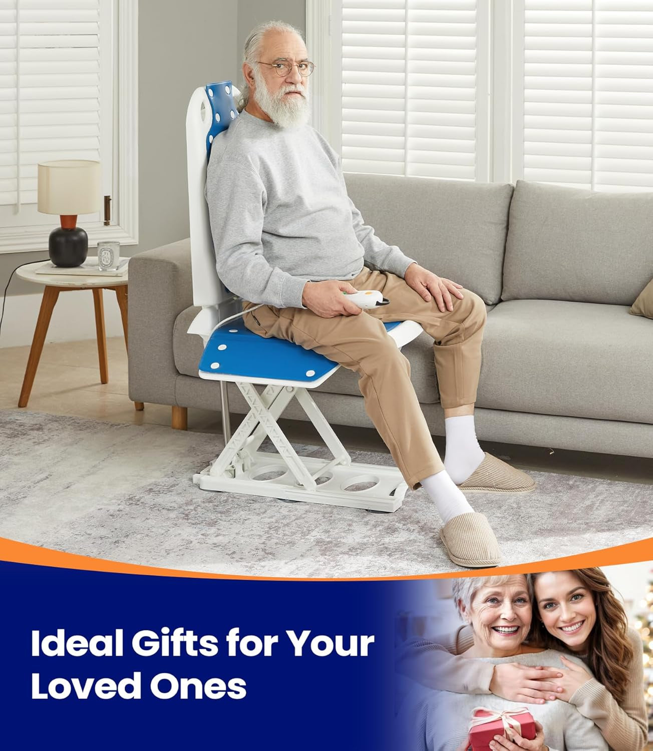 Electric Chair Lift, Get up from Floor, Floor Lift for Elderly, Can Be Raised to 20”, Help You Stand up Again, Support up to 300 LBS, Item Weight 30 LBS, FSA HSA Eligible, JC35M3