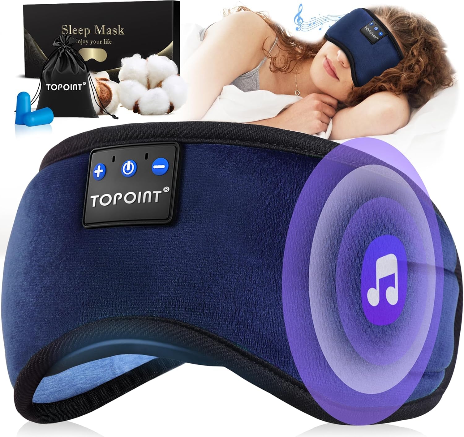 Sleep Mask with Headphones Bluetooth 5.4 Wireless, Sleep Headphones Earphones Earbuds with Microphone HD Speakers Music, Blackout Eye Mask for Sleeping Travel Meditation Men Women Cool Gadgets