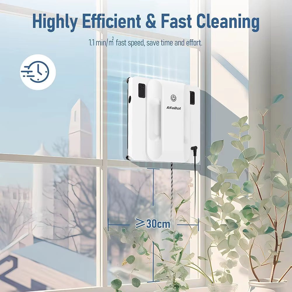 Window Cleaning Robot Dual Water Spray Intelligent Path Planning 2800Pa Suction Power Edge Detection Wet Dry Cleaning