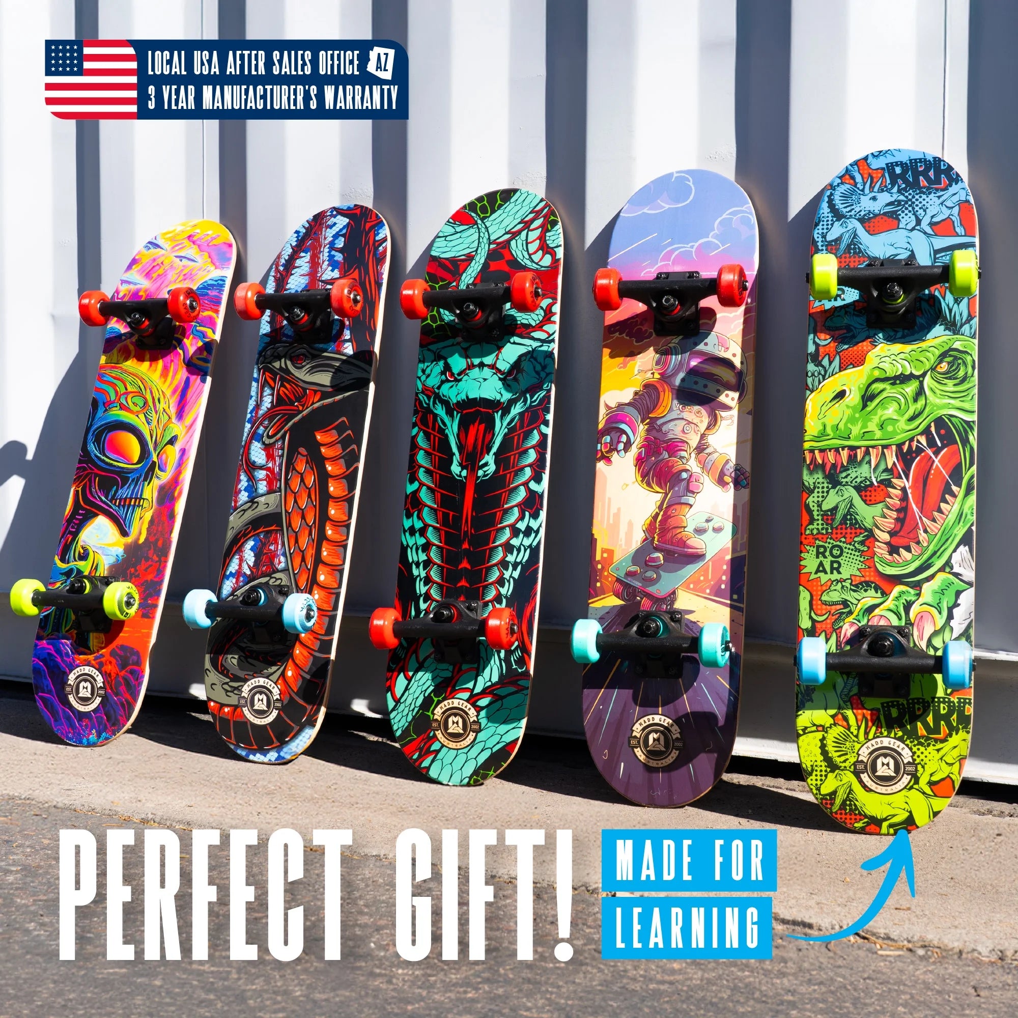 31" Long by 7" Wide Double Kicktail Beginner Complete Skateboard with Maple Deck