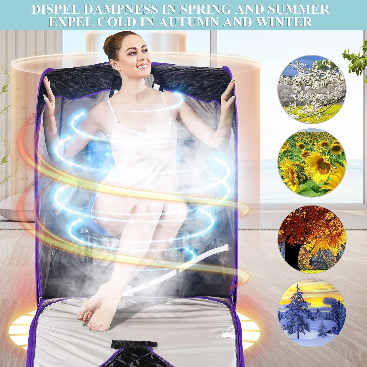 Steam Sauna Spa Portable Foldable Personal Indoor Sauna Tent Pot for Therapeutic Reduce Stress Fatigue with Remote Chair Indoor Home