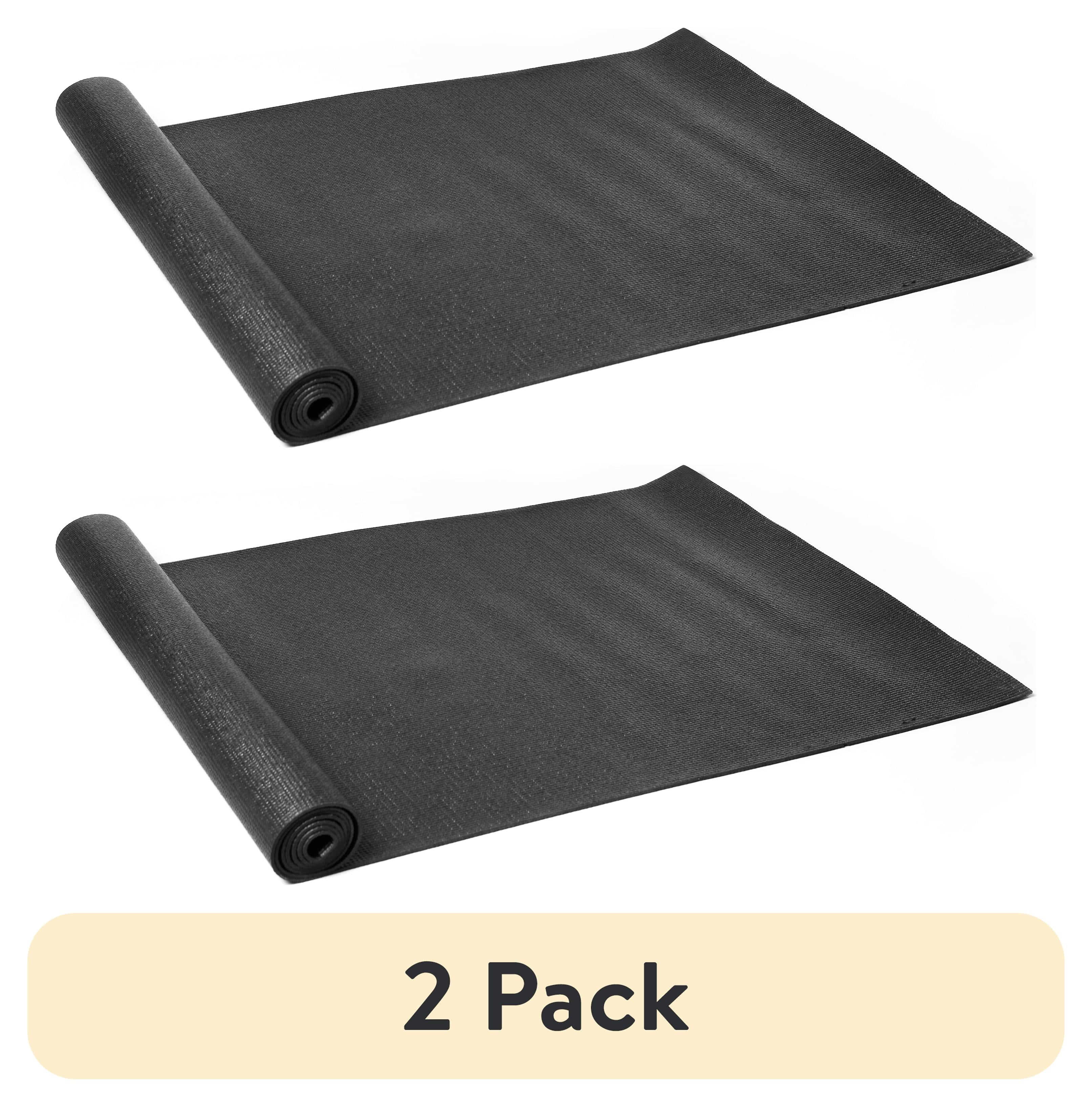 (2 Pack)  PVC Yoga Mat, 3Mm, Dark Gray, 68Inx24In, Nonslip, Cushioning for Support and Stability