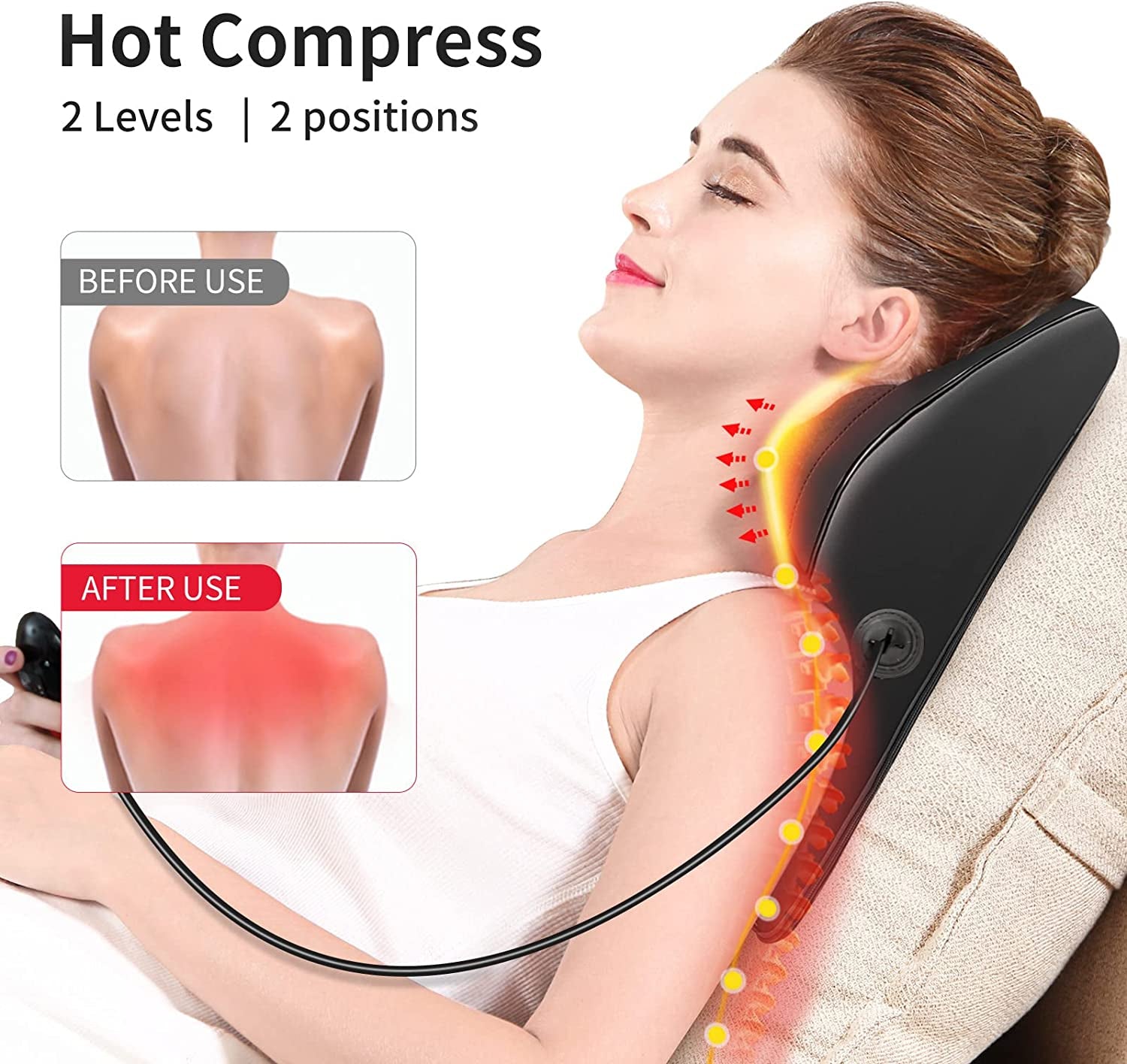 Neck Back Massager with Heat, Electric Massagers for Neck and Back, 3D Kneading Massage Pillow for Back, Neck, Shoulder, Leg Pain Relief, Gifts for Women Men Mom Dad