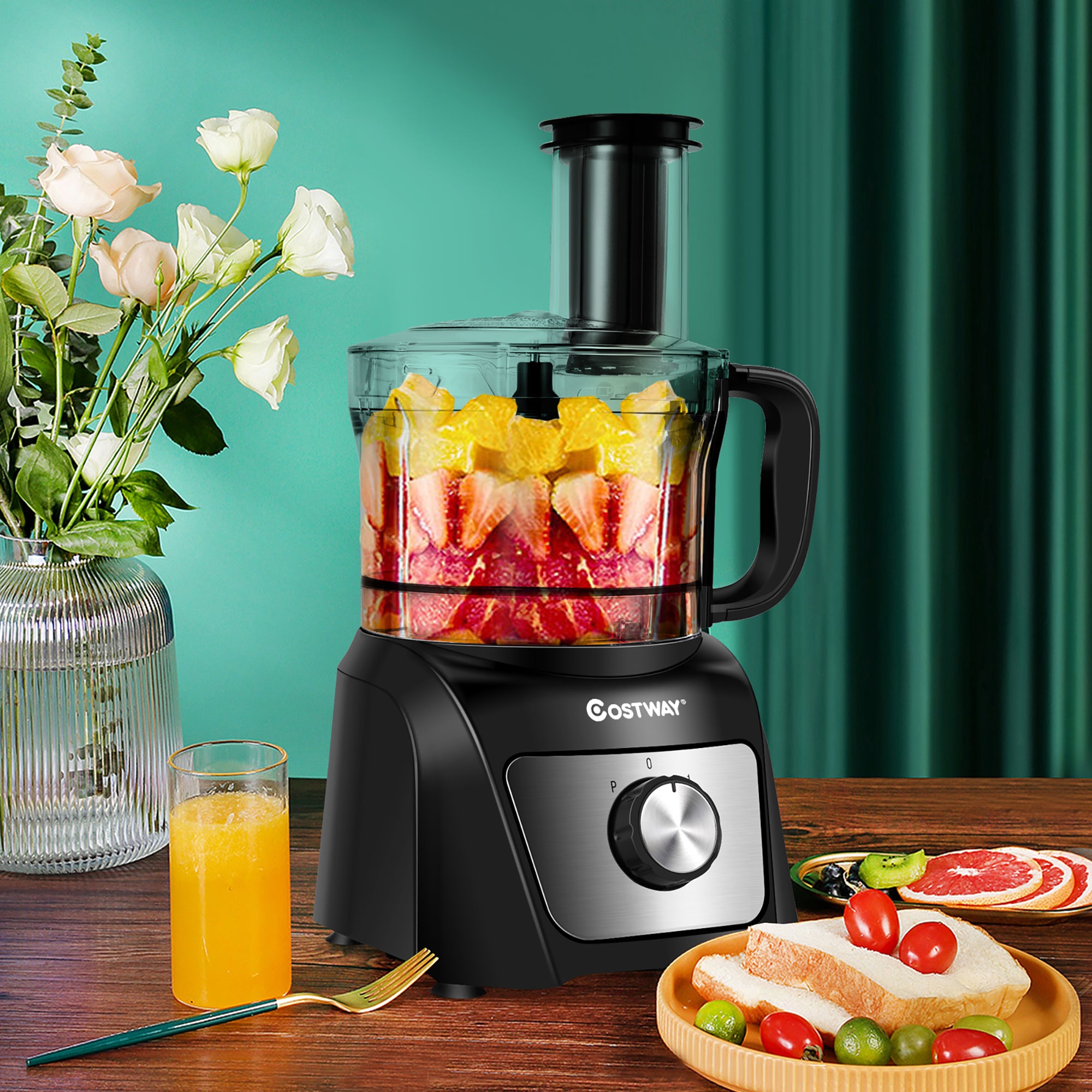 8-Cup Food Processor with 500W Variable Speed Blender and 3 Blades