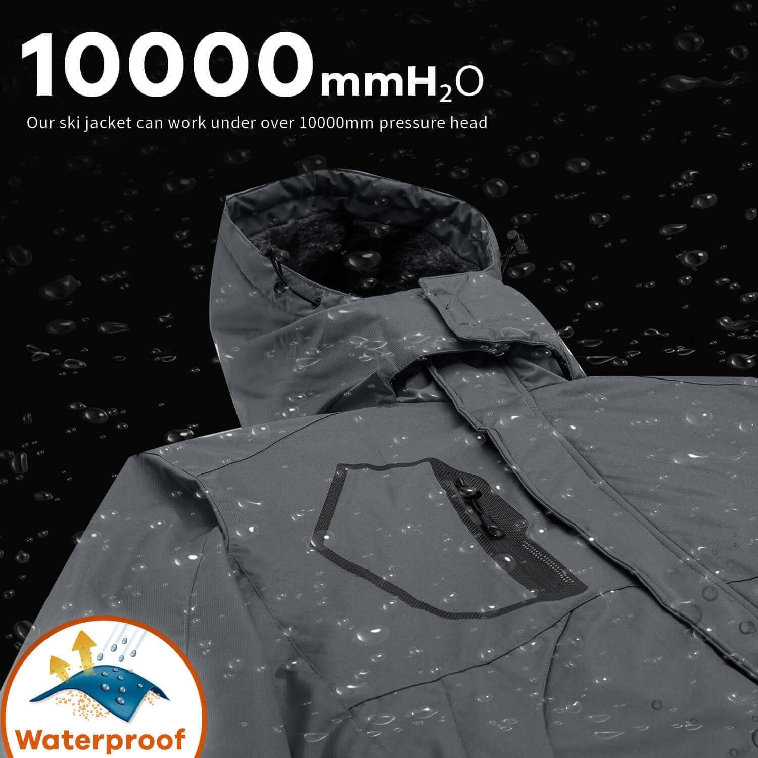 Men'S Waterproof Ski Jacket Warm Winter Snow Coat Mountain Windbreaker