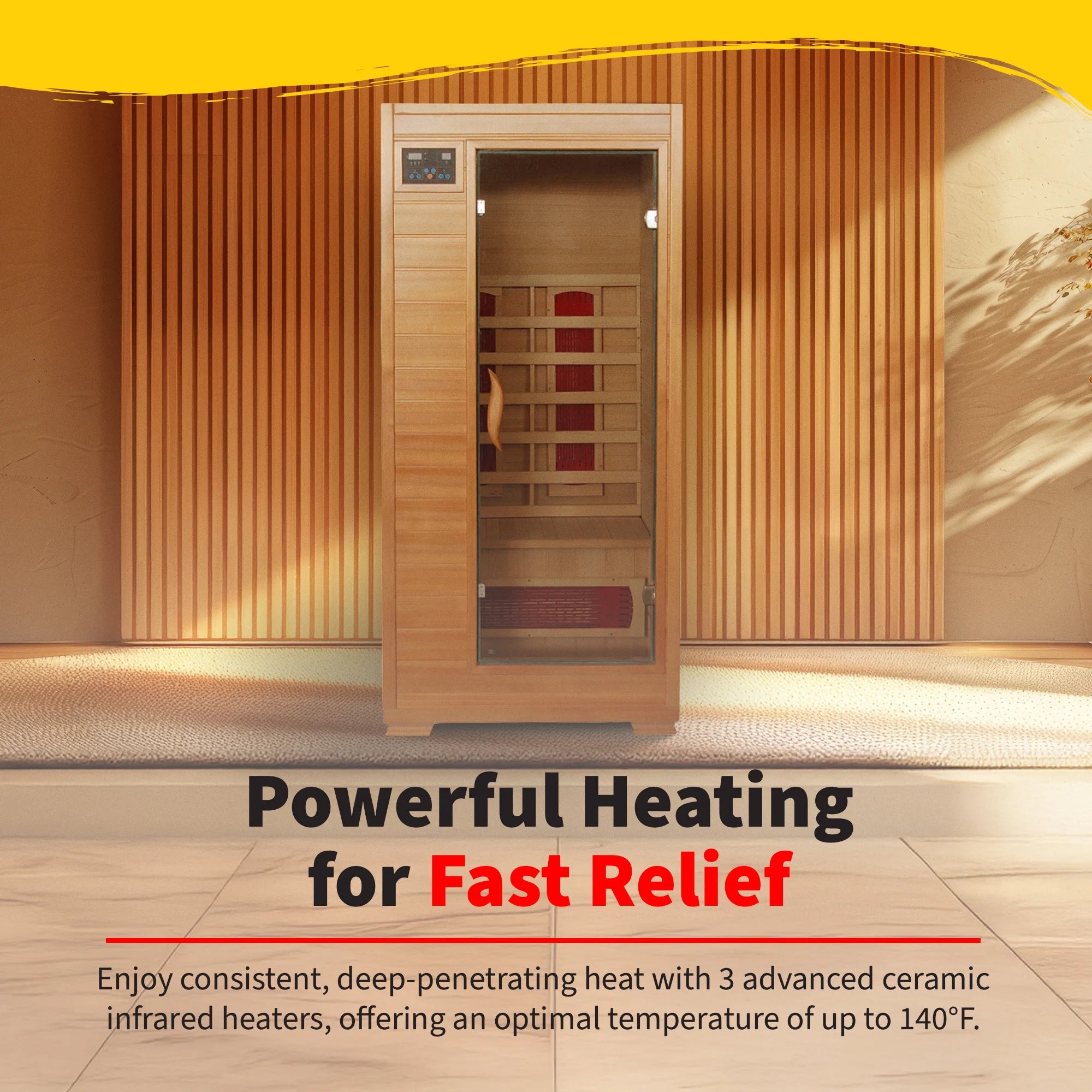 Buena Vista 1-2 Person Hemlock Infrared Sauna with 3 Ceramic Heaters, 75" H