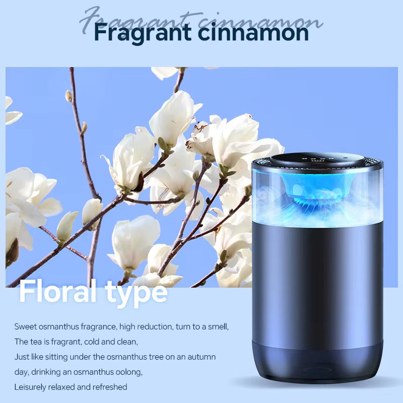 Car Perfume Diffuser Air Freshener LED Light Smell Distributor Fragrance System with USB Rechargeable Aromatherapy Scent