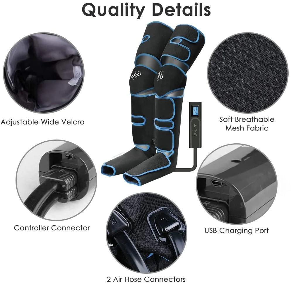 360° Air Pressure Leg Massager for Enhanced Blood Circulation, Muscle Relaxation, and Lymphatic Drainage - 2023 Model