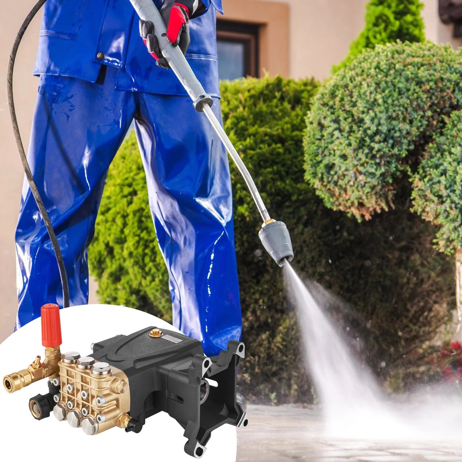 VEVOR Pressure Washer Pump, 1 Shaft Horizontal Triplex Plunger, 4400 PSI, 4 GPM Flow, Replacement Power Washer Pumps Kit, Parts Washer Pump, Compatible with Simpson Morflex Models 40224, 40225, 40226