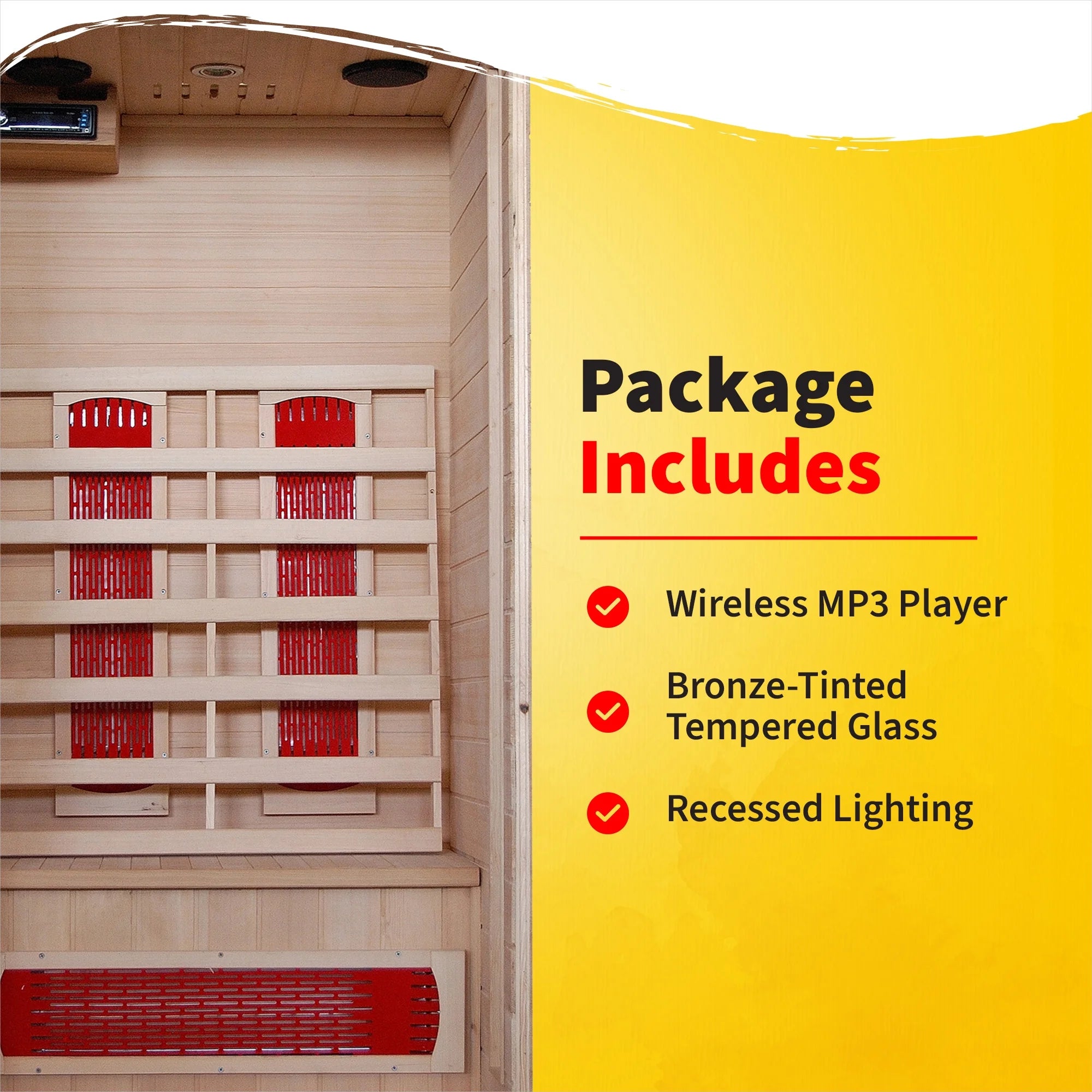 Buena Vista 1-2 Person Hemlock Infrared Sauna with 3 Ceramic Heaters, 75" H