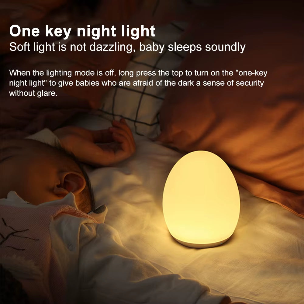 LED Egg Shape Night Light RGB Pat Light USB Rechargeable Baby Feeding Sleeping Eye Protection Lamp Baby Care Lights for Kid Gift