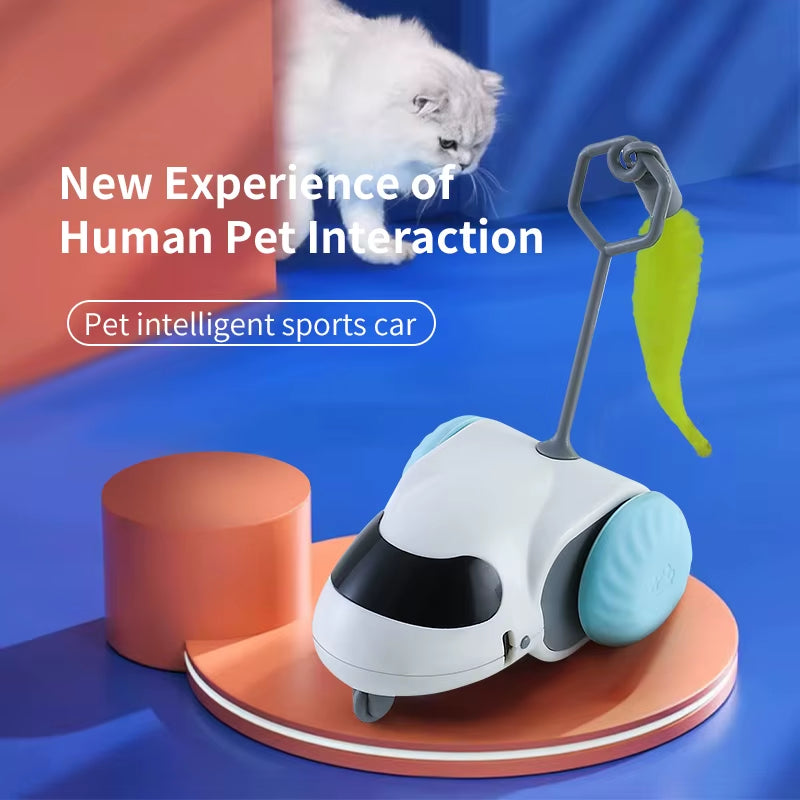 Smart Interactive Cat Toy Car Auto-Running Pet Vehicle with Obstacle Detection Durable for Indoor Cats Play