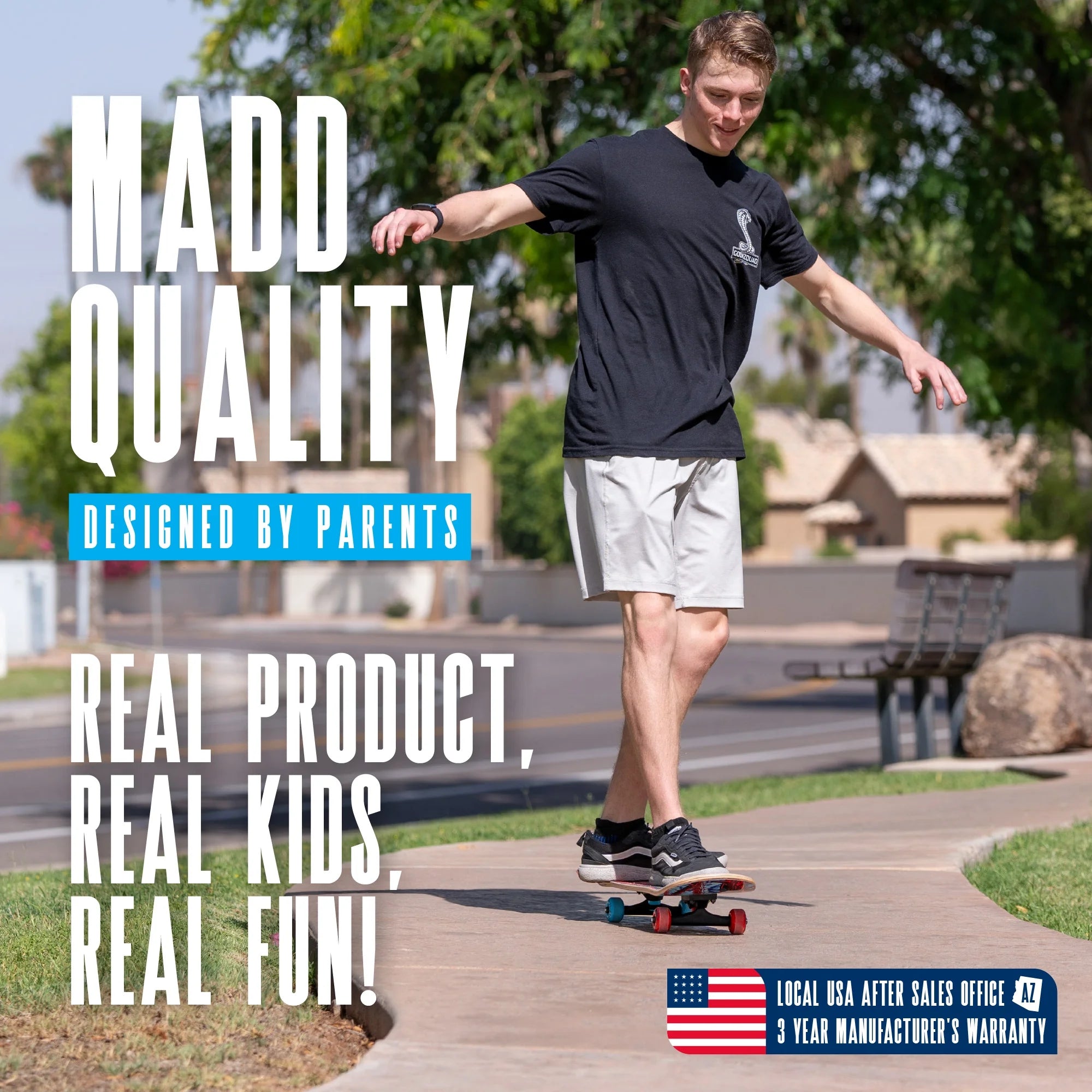 31" Long by 7" Wide Double Kicktail Beginner Complete Skateboard with Maple Deck