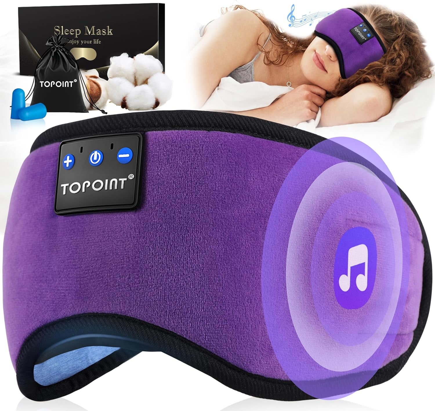 Sleep Mask with Headphones Bluetooth 5.4 Wireless, Sleep Headphones Earphones Earbuds with Microphone HD Speakers Music, Blackout Eye Mask for Sleeping Travel Meditation Men Women Cool Gadgets