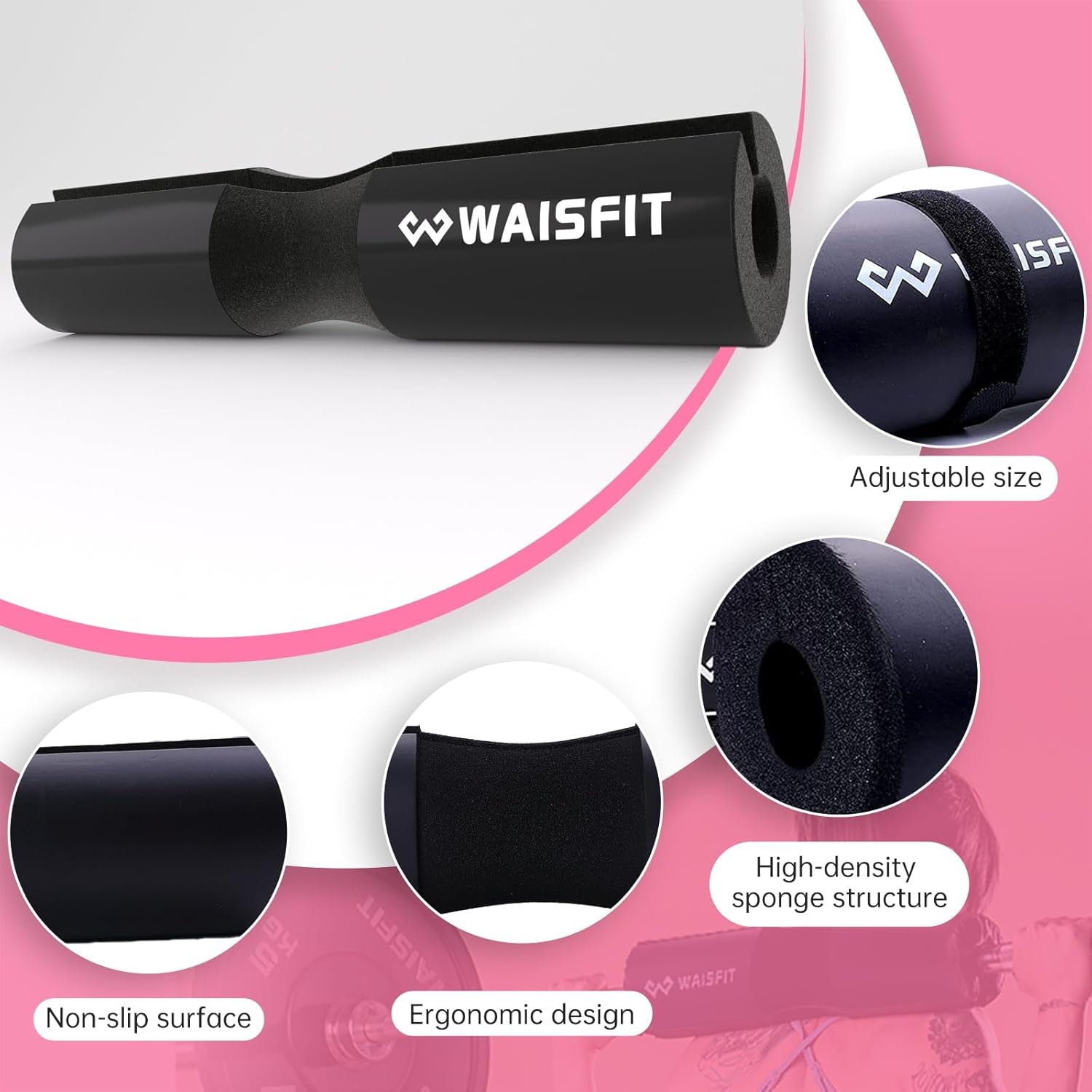 Gym Barbell Pad Set for Women and Men Gym Equipment, Barbell Pad Gym Essentials Women, Gym Accessories for Women with Barbell Pad, Resistance Bands, Ankle Safety Straps, Lifting Strap and Carry Bag