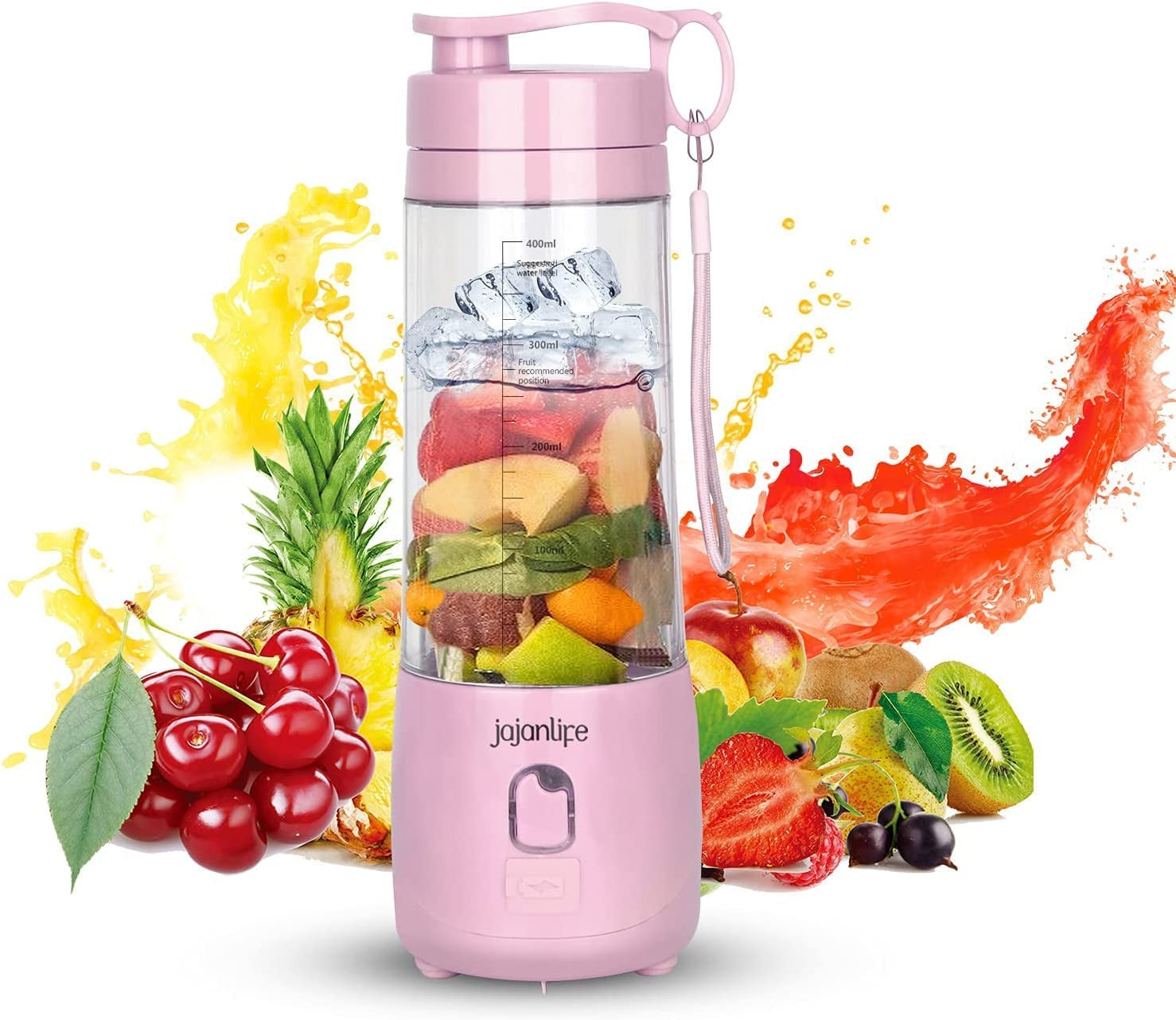 Portable Personal Blender for Shakes and Smoothies - 4000mAh Rechargeable Mini Travel Blender with 3D Six Blades, 13.5oz Fruit Mixer Cup for Home, Sports, and Outdoor Use (Pink)