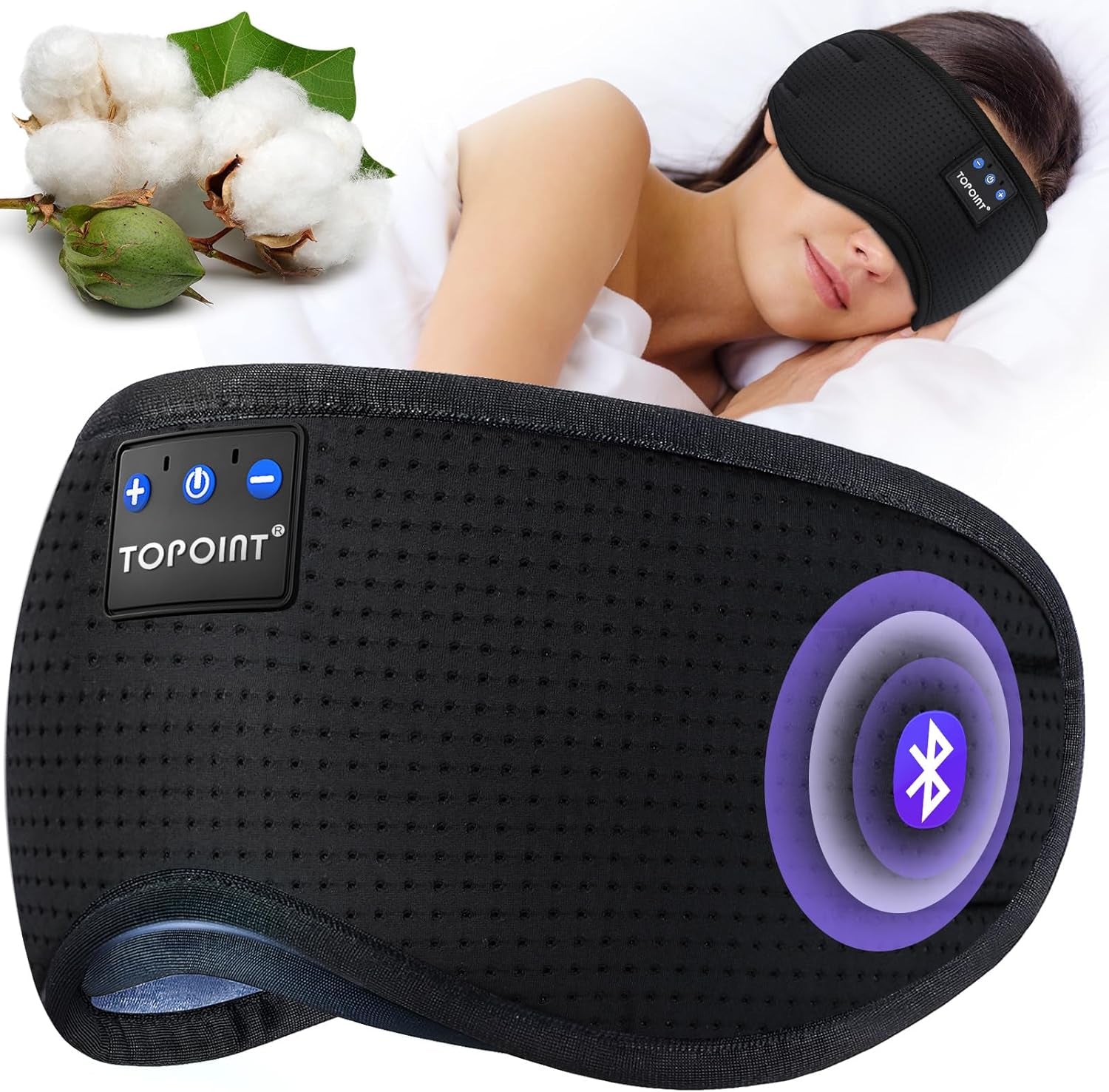Sleep Mask with Headphones Bluetooth 5.4 Wireless, Sleep Headphones Earphones Earbuds with Microphone HD Speakers Music, Blackout Eye Mask for Sleeping Travel Meditation Men Women Cool Gadgets